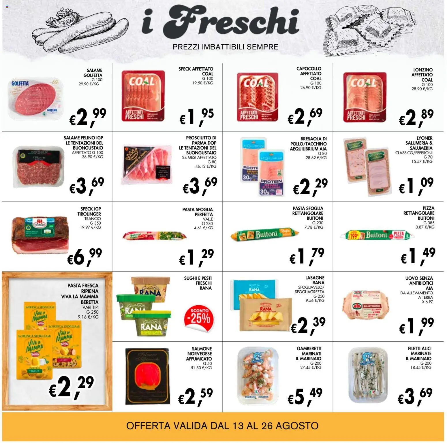 Volantino Coal del 13/08/2026 | Pagina: 12 | Prodotti: Speck, Pizza, Salmone, Alici