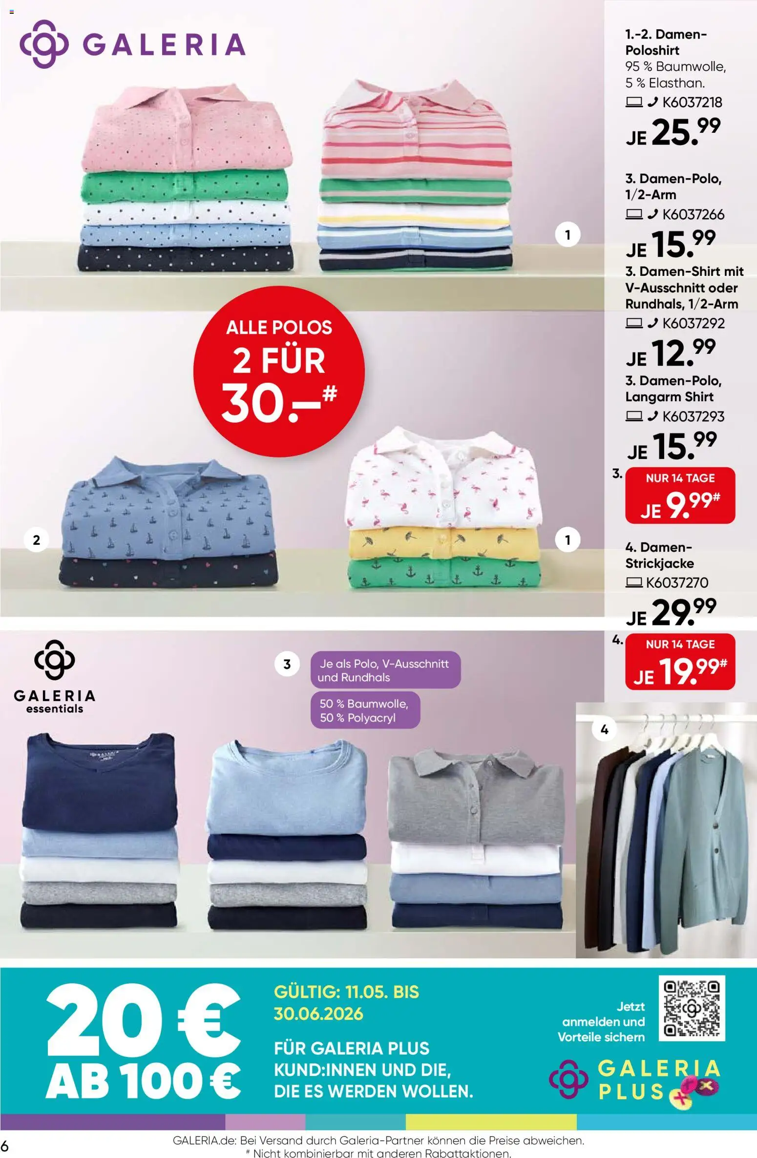 Galeria Karstadt Kaufhof Prospekt – gültig ab 10.06.2026 | Seite: 6 | Produkte: Shirt, Poloshirt, Strickjacke