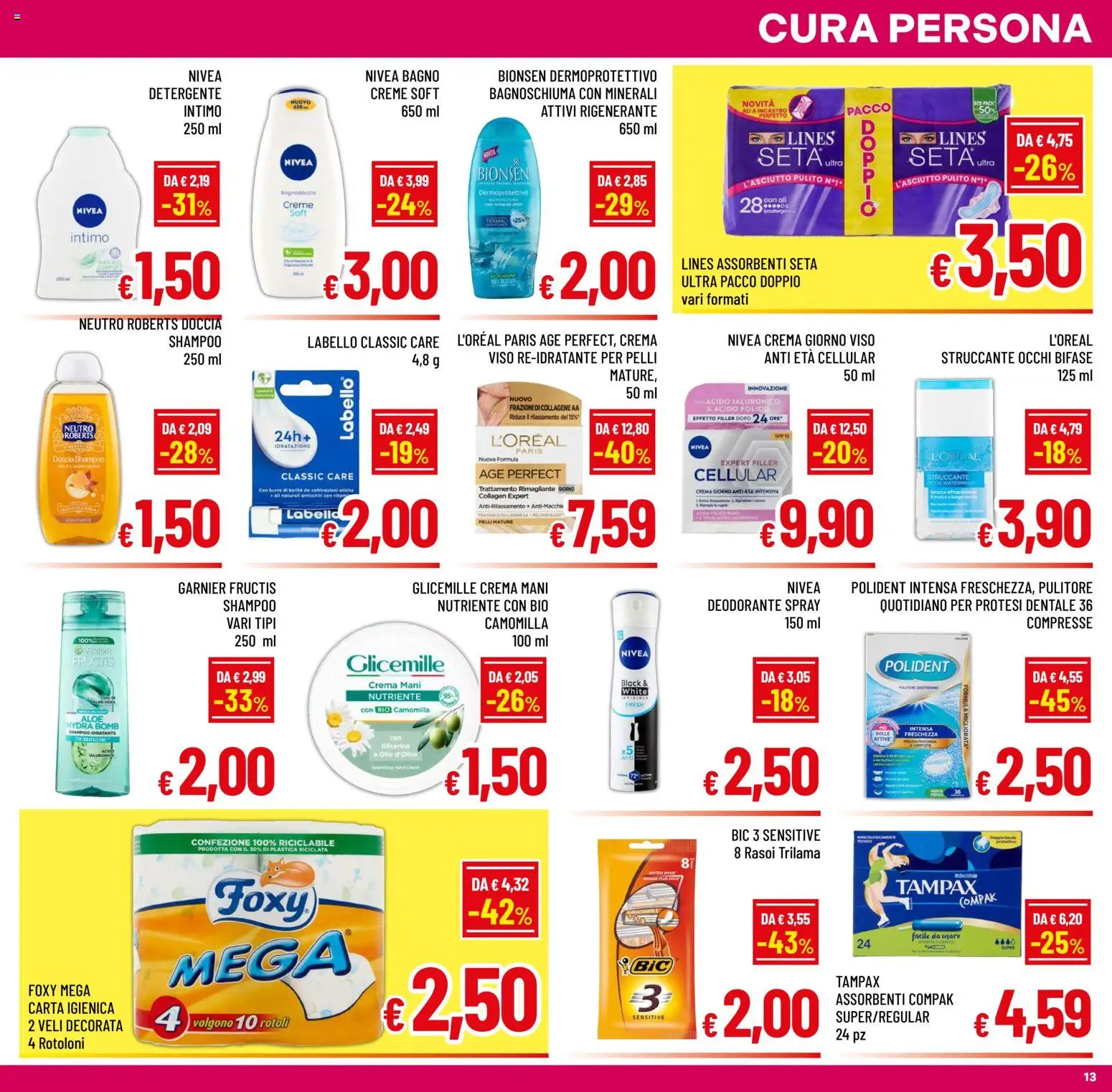Volantino A&O del 14/10/2026 | Pagina: 13 | Prodotti: Bagnoschiuma, Detergente, Olio d'oliva, Burro di karité