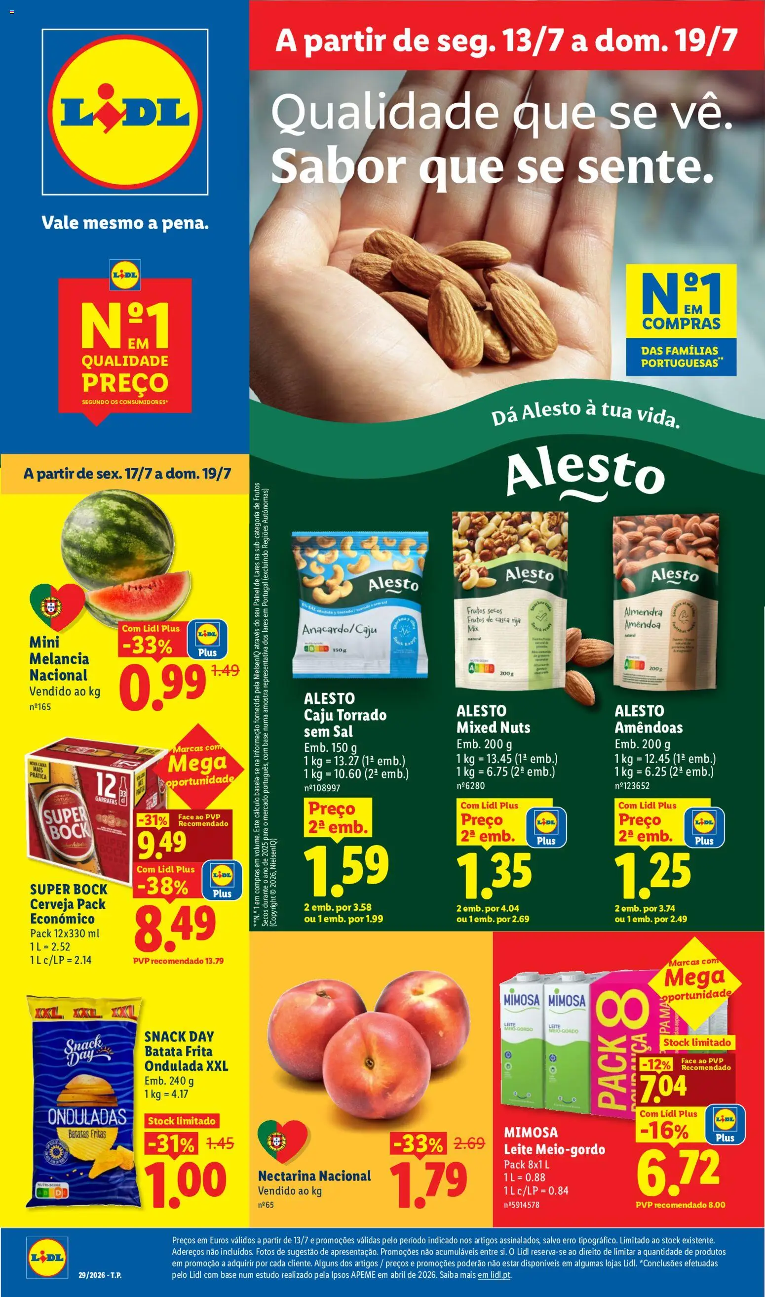 Lidl folheto │ válido de 13/07/2026 | Página: 1 | Produtos: Super bock, Base, Cerveja, Batatas fritas