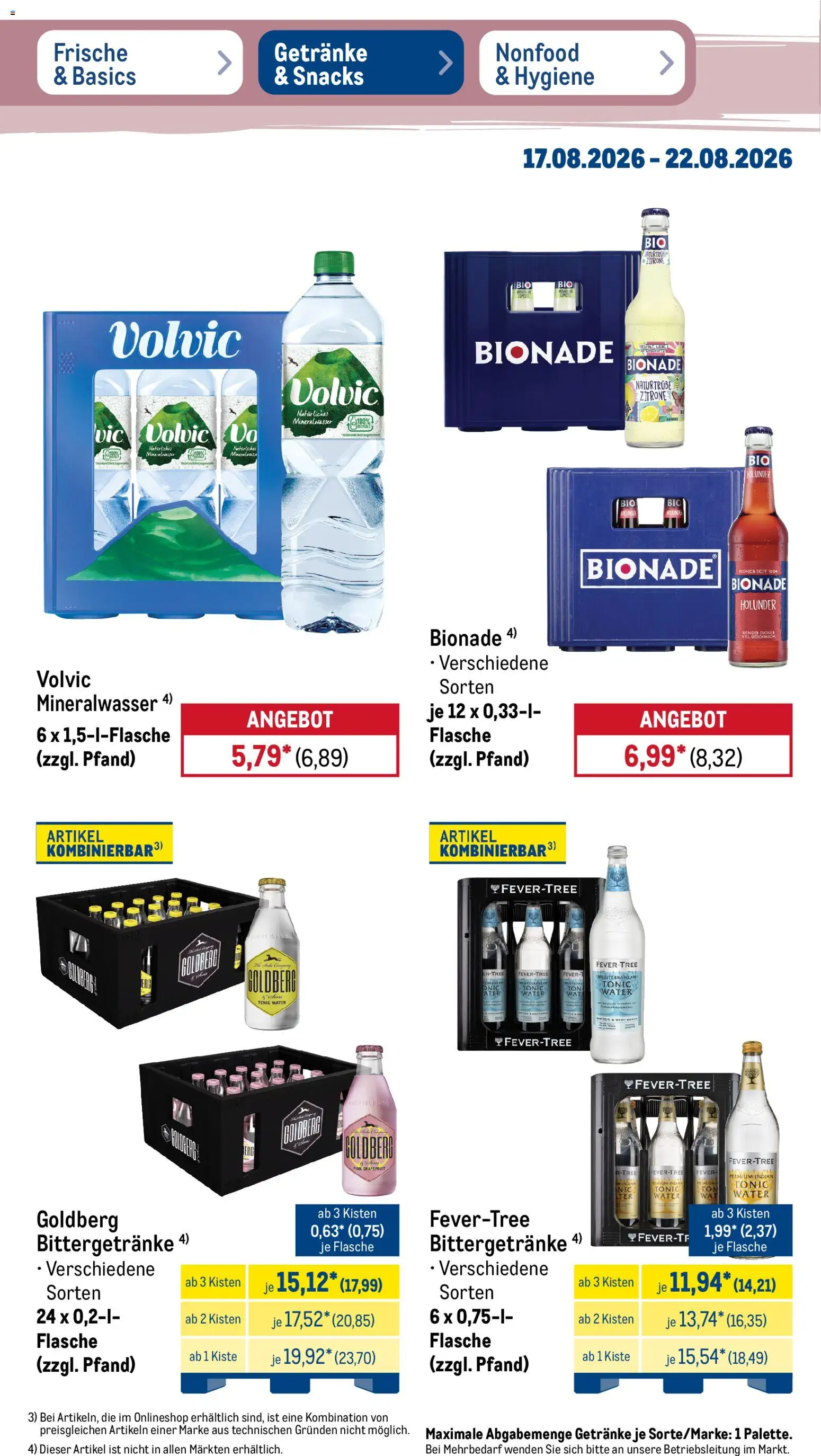 Metro Prospekt – gültig ab 17.08.2026 | Seite: 28 | Produkte: Bionade, Mineralwasser, Grapefruit, Volvic