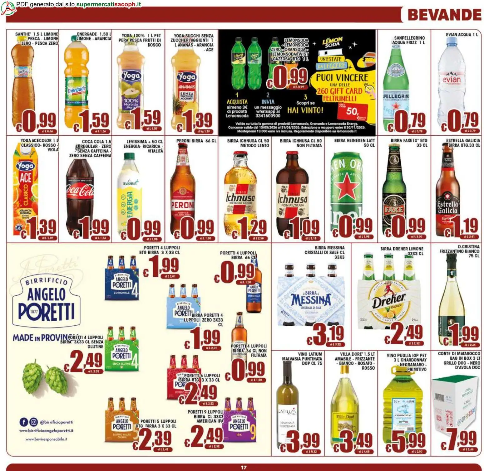 Volantino Sacoph del 31/07/2026 | Pagina: 17 | Prodotti: Vino, Ananas, Pera, Arancia