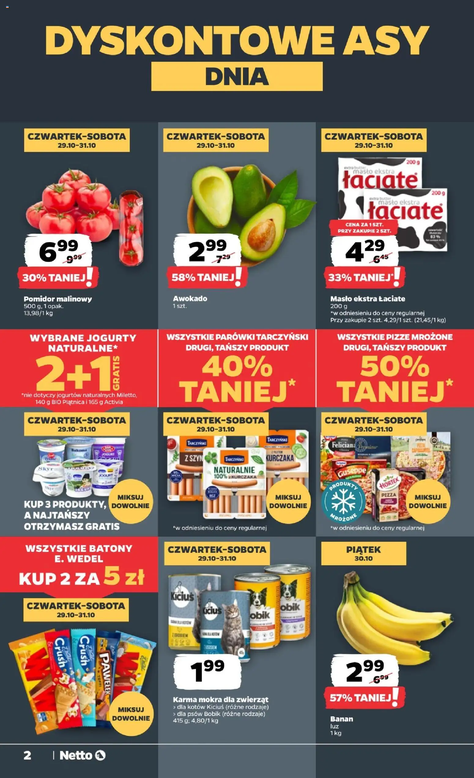Netto gazetka od czwartku od 29.10.2026 | Strona: 2 | Produkty: Parówki tarczyński, Masło, Karma, Skyr