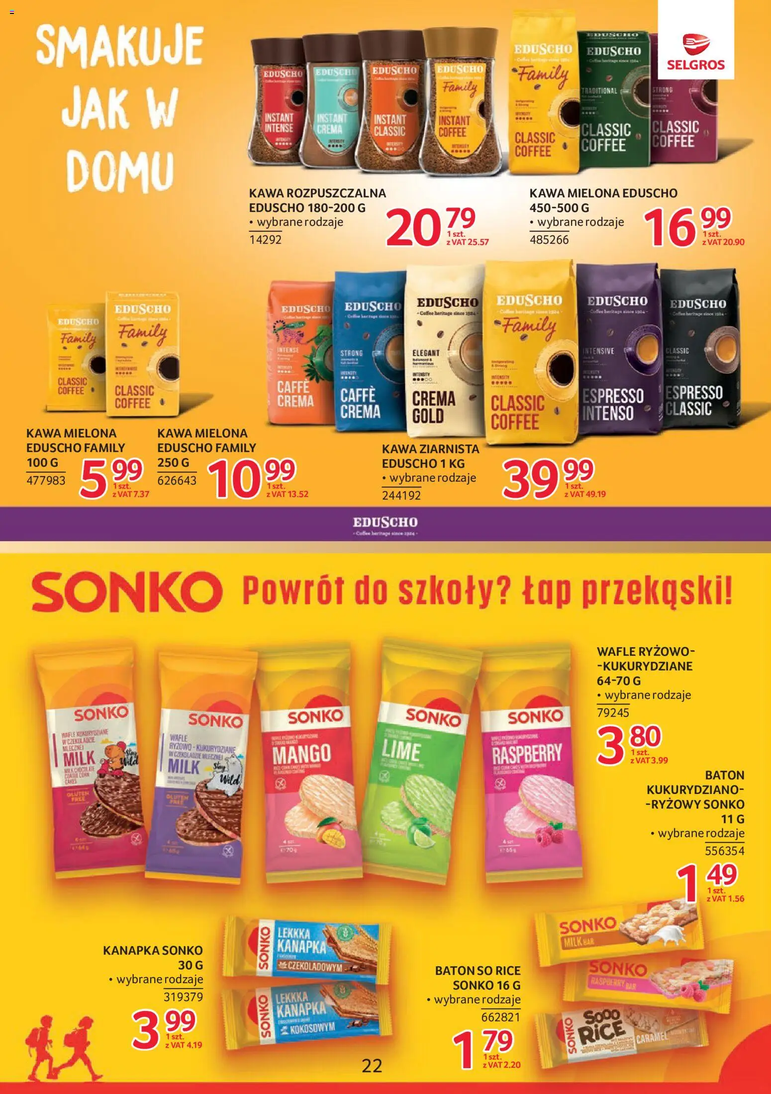 Selgros cash&carry gazetka - Markowe produkty od 27.08.2026 | Strona: 22 | Produkty: Wafle, Kawa rozpuszczalna, Baton, Kawa