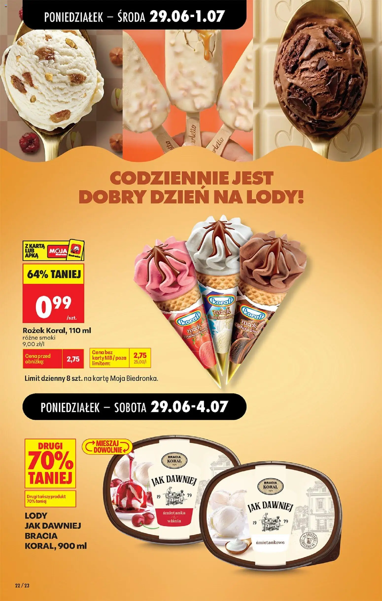 Biedronka gazetka od poniedziałku od 29.06.2026 | Strona: 26 | Produkty: Karta, Lody