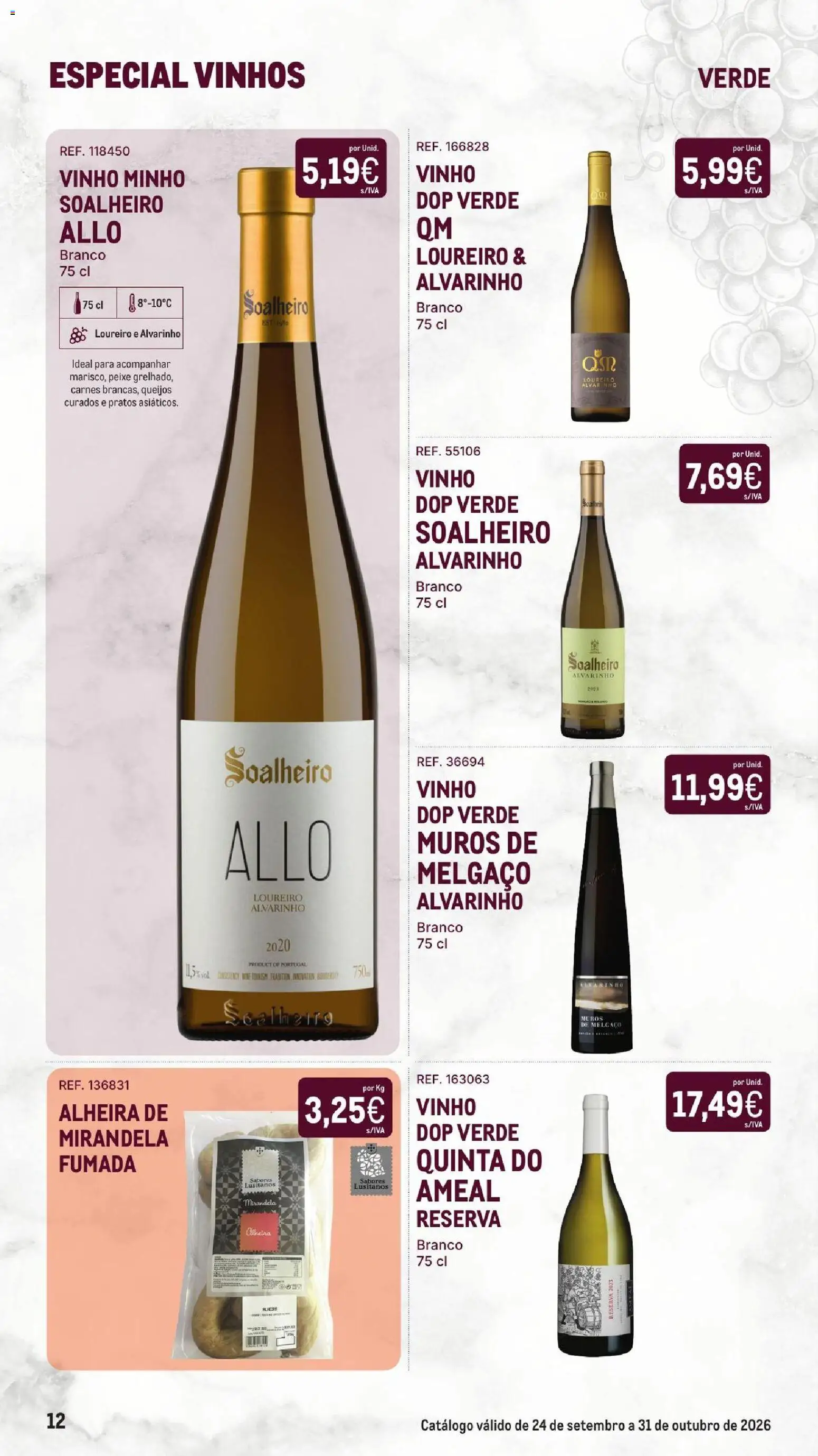 Makro Especial Vinhos │ válido de 24/09/2026 | Página: 12 | Produtos: Pratos, Vinho, Peixe, Alheira