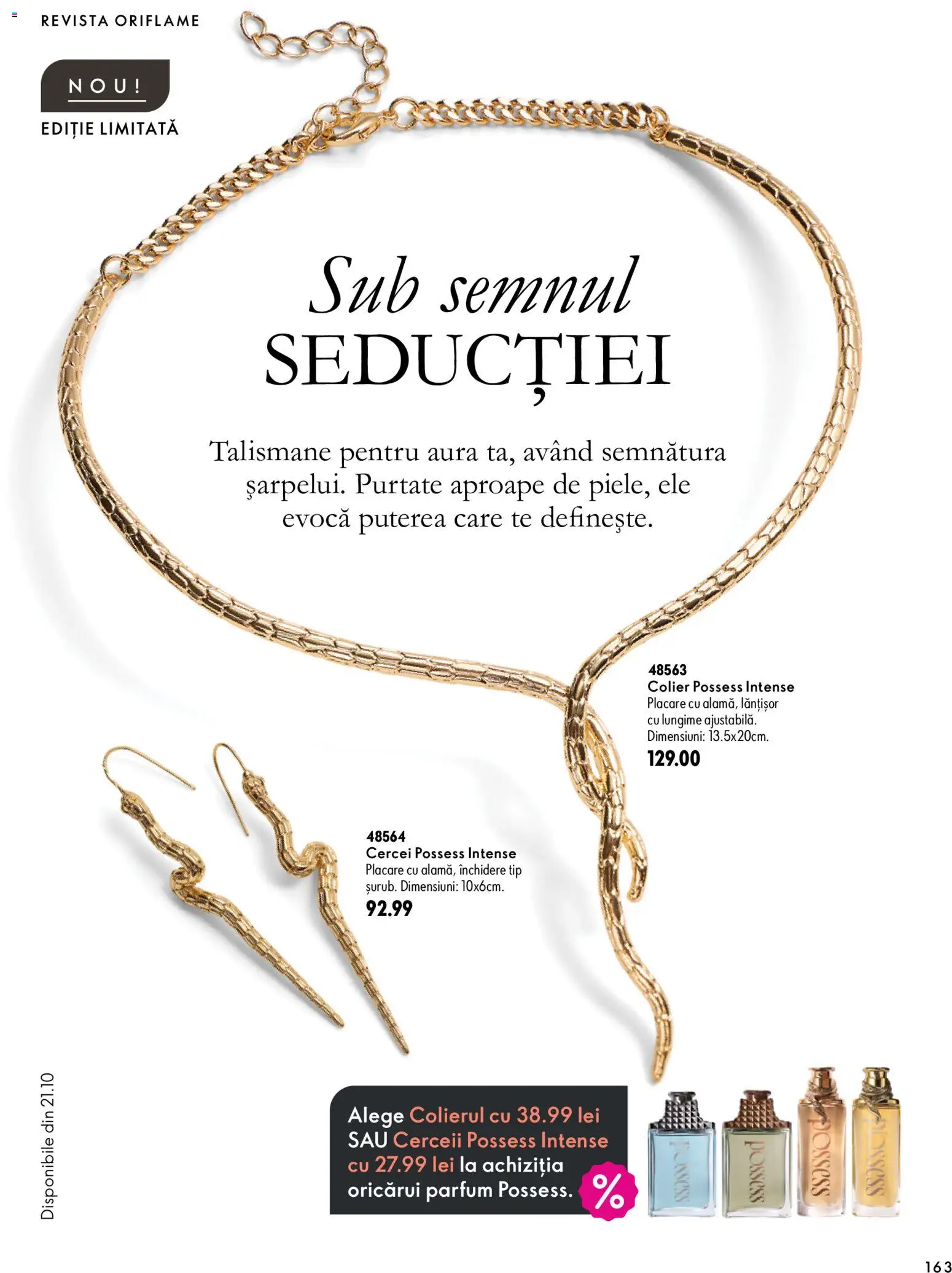 Noul catalog Oriflame – valabil de la 30.09.2026 | Pagină: 163 | Produse: Cercei, Colier, Intense, Tip