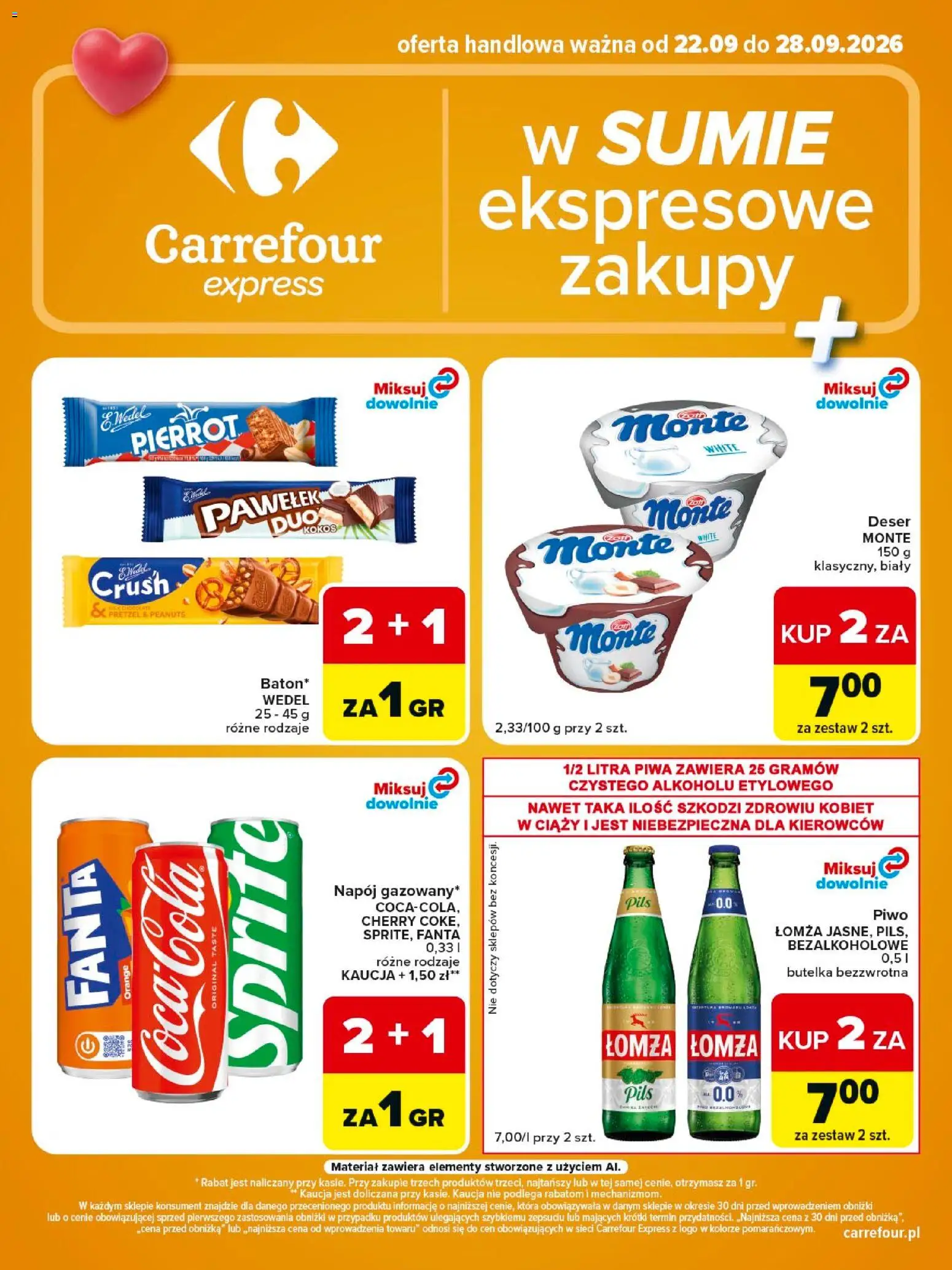 Carrefour gazetka - Express II od 22.09.2026 | Strona: 2 | Produkty: Deser, Sprite, Fanta, Piwo