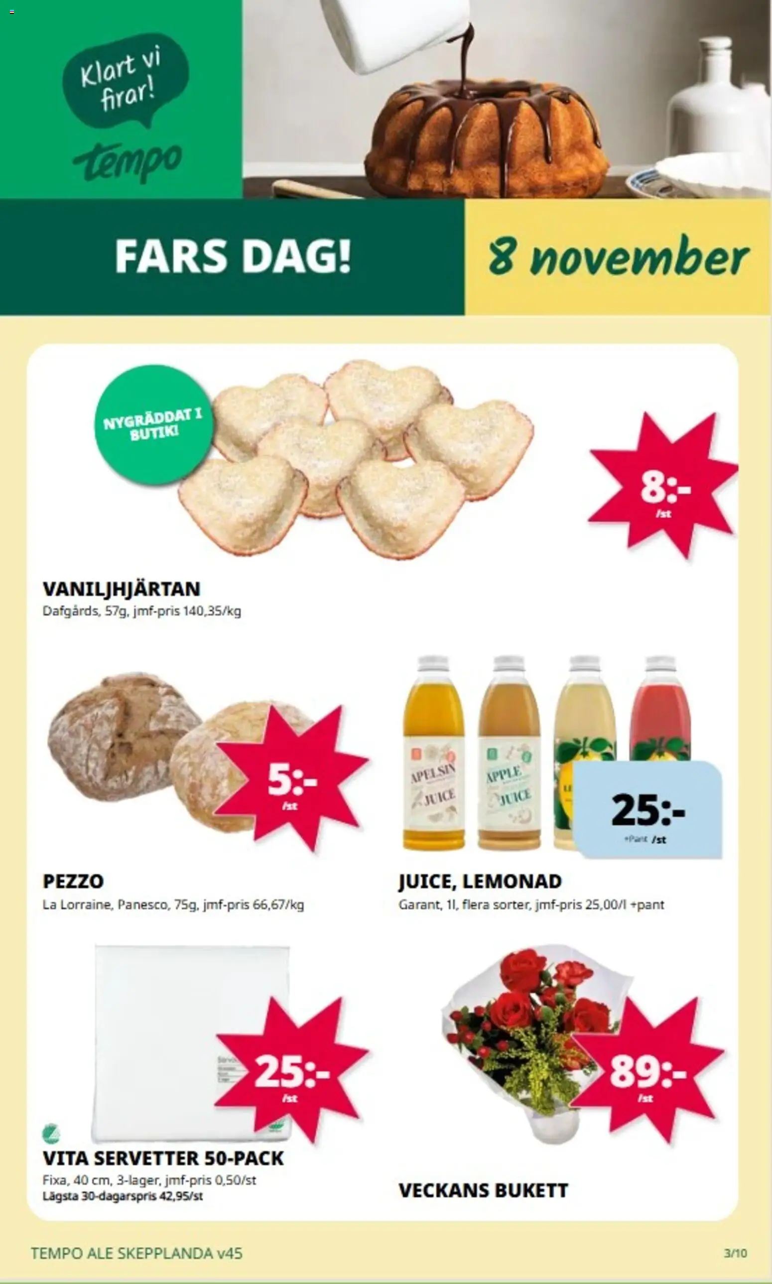 Tempo reklamblad aktuell från 02/11/2026 | Sida: 3 | Produkter: Juice, Äpple, Apelsin, Servetter