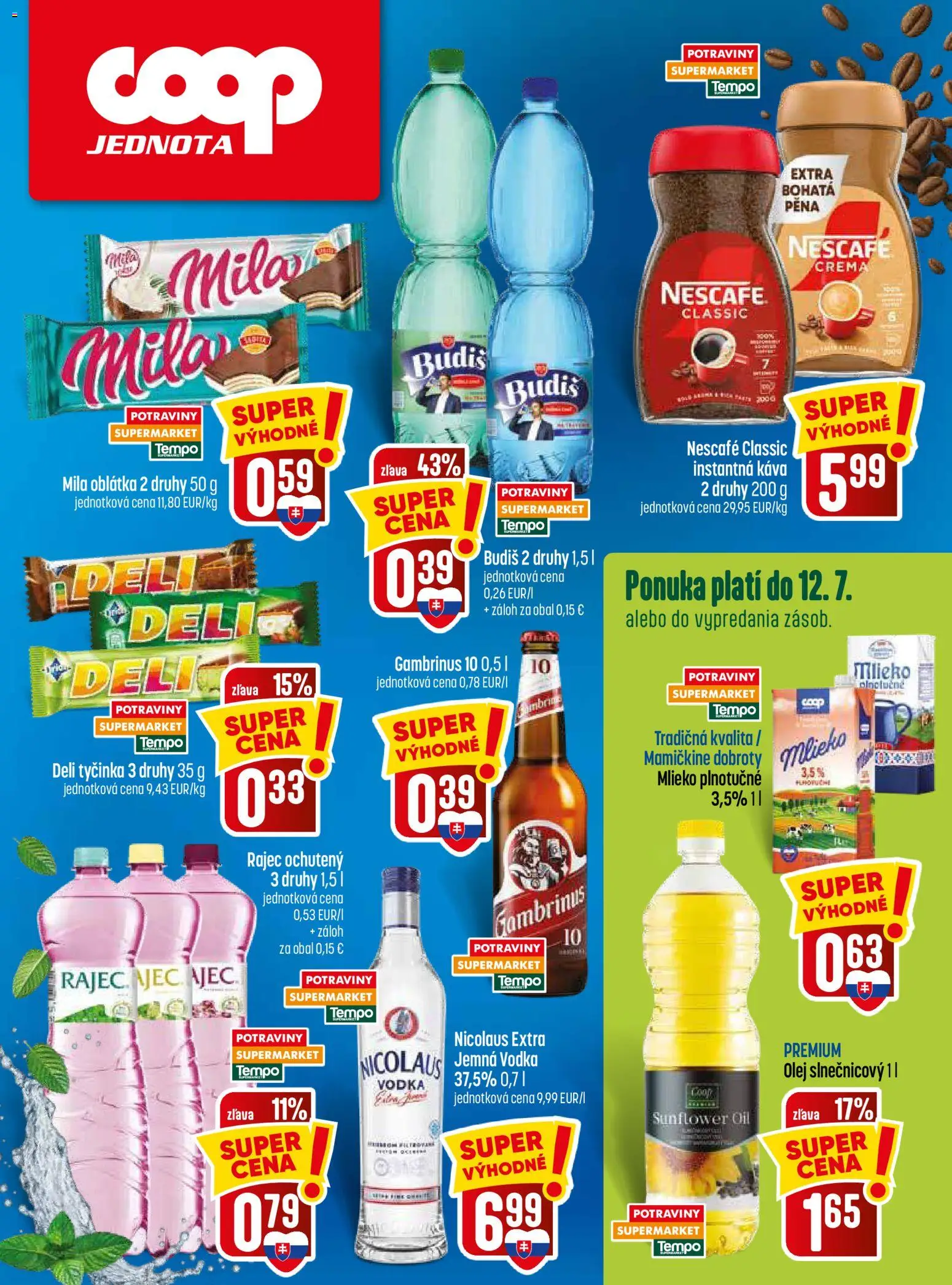 Nové COOP Jednota akcie – leták je platný od 09.07.2026 | Strana: 32 | Produkty: Olej, Káva, Rajec, Gambrinus