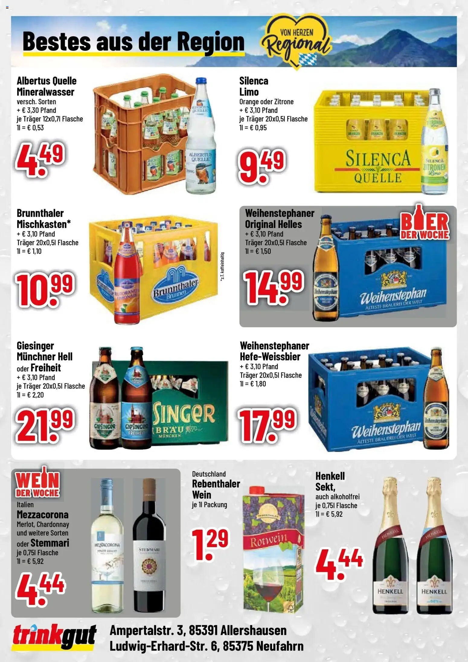 Trinkgut Prospekt Neufahrn (ab 19.10.2026) » Angebote online | Seite: 4 | Produkte: Rotwein, Mineralwasser, Zitrone, Wein