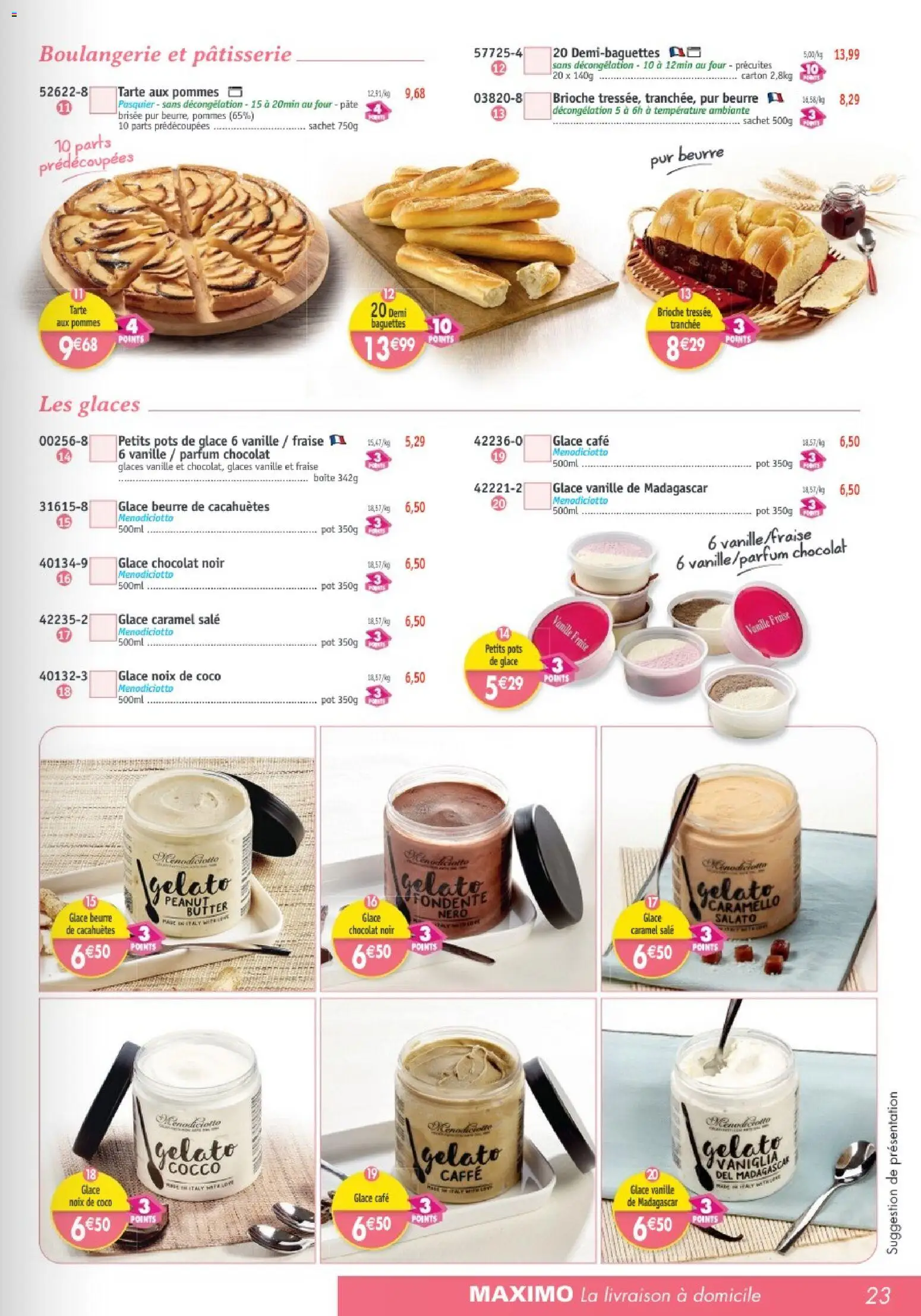 {H1} | Page: 23 | Produits: Glace, Café glacé, Vanille, Chocolat noir