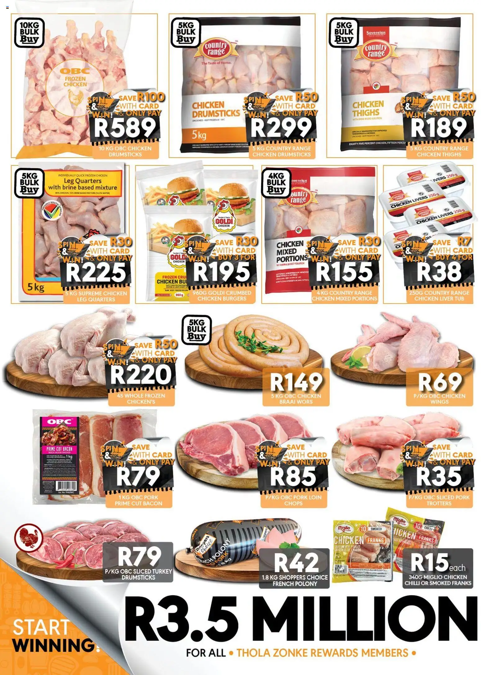 New OBC catalogue – valid from 27/10/2026 | Page: 3 | Products: Frozen chicken, Pork, Water, Bacon