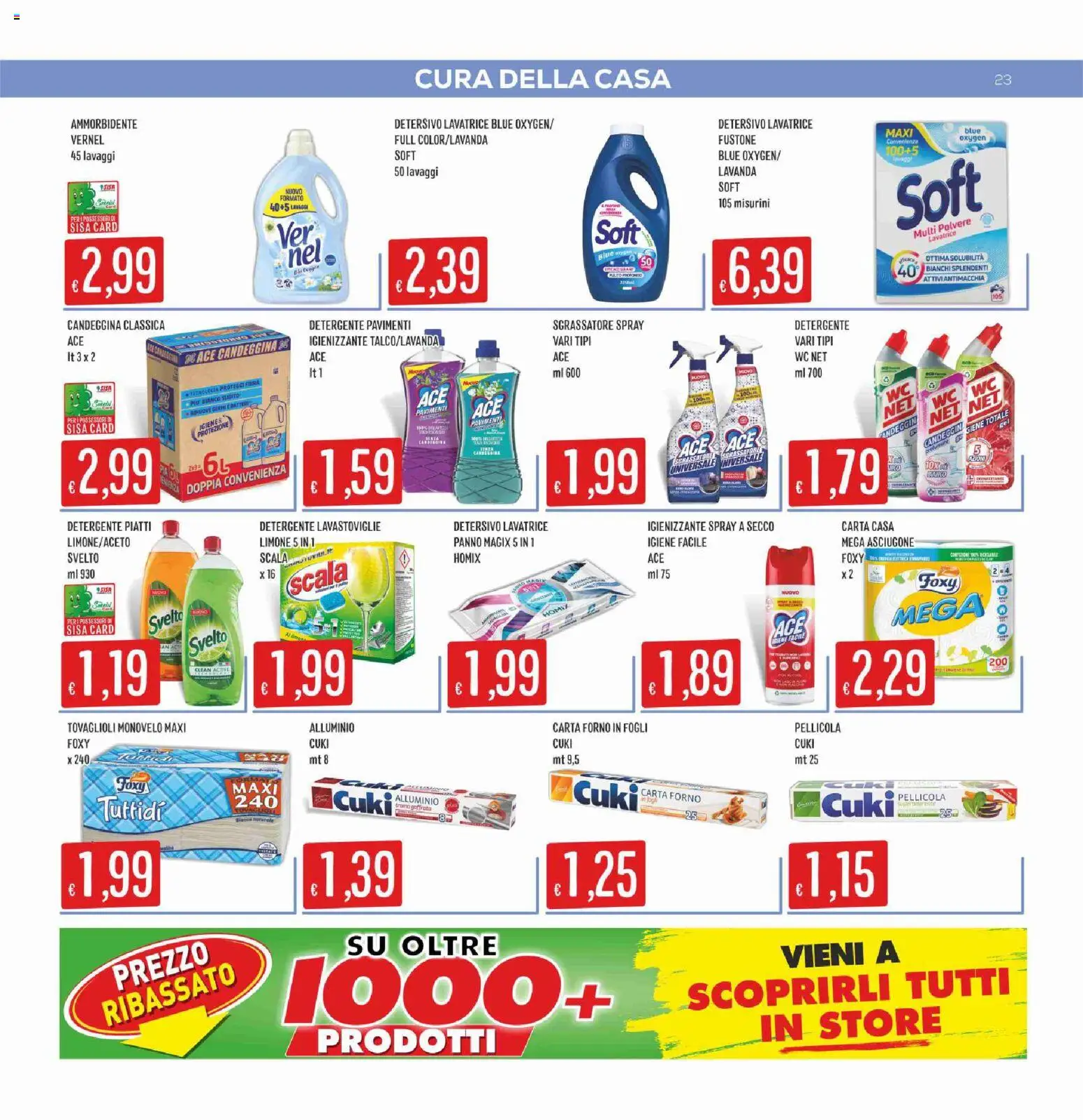Volantino SISA del 06/08/2026 | Pagina: 23 | Prodotti: Detergente, Limone, Carta forno, Lavanda
