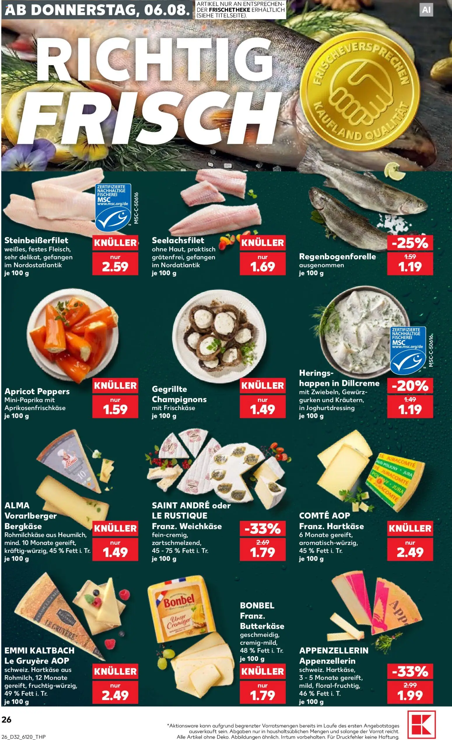 Kaufland Prospekt Bremen – gültig ab 06.08.2026 | Seite: 26 | Produkte: Jura, Champignons, Gurken, Frischkase
