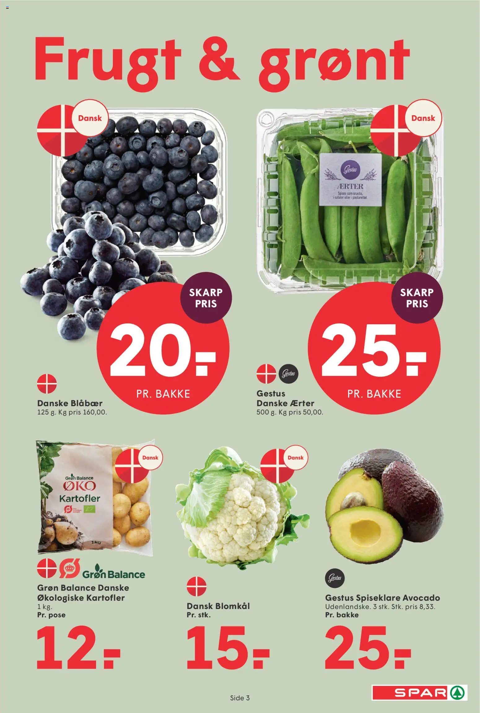 Spar tilbudsavis – gyldig fra 31/07/2026 | Side: 3 | Produkter: Kartofler, Avocado, Blomkål, Ærter