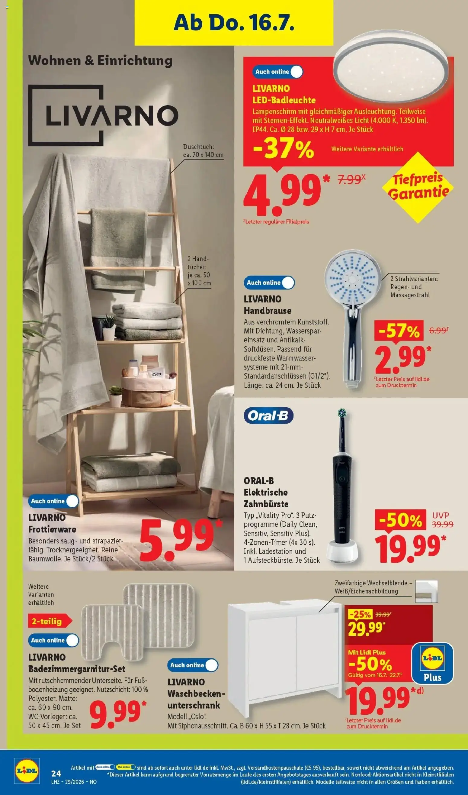 Lidl Prospekt Emlichheim – gültig ab 13.07.2026 | Seite: 46 | Produkte: Waschbecken, Unterschrank, Zahnbürste, Lampenschirm