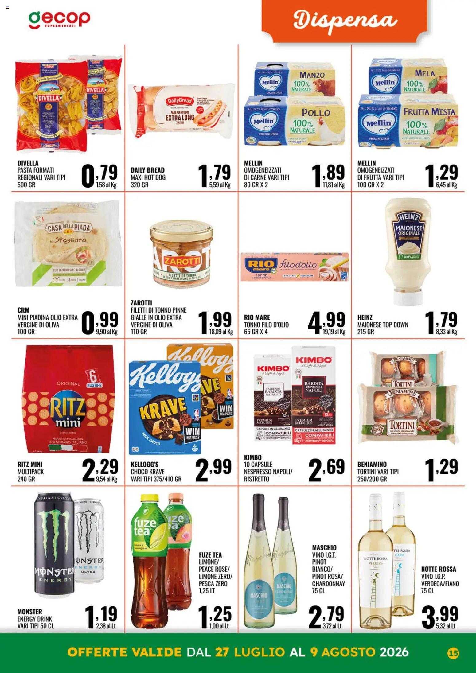 Volantino GECOP del 27/07/2026 | Pagina: 15 | Prodotti: Olio, Pasta, Piadina, Alluminio