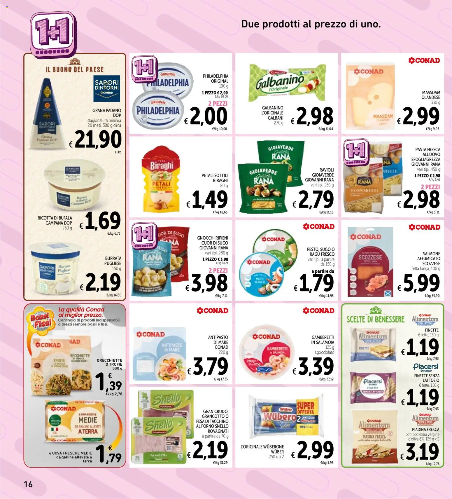 Volantino Spazio Conad del 24/08/2026 | Pagina: 16 | Prodotti: Uova, Tacchino, Sugo, Senza lattosio