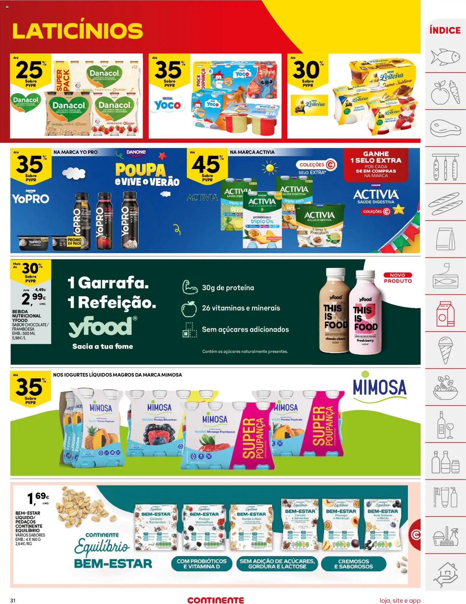 Continente folheto │ válido de 16.06.2026 | Página: 31 | Produtos: Probióticos, Activia triplo zero, Cereais, Proteina