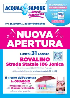 Anteprima del volantino Acqua e Sapone volantino Bovalino valido a partire dal 31/08/2026