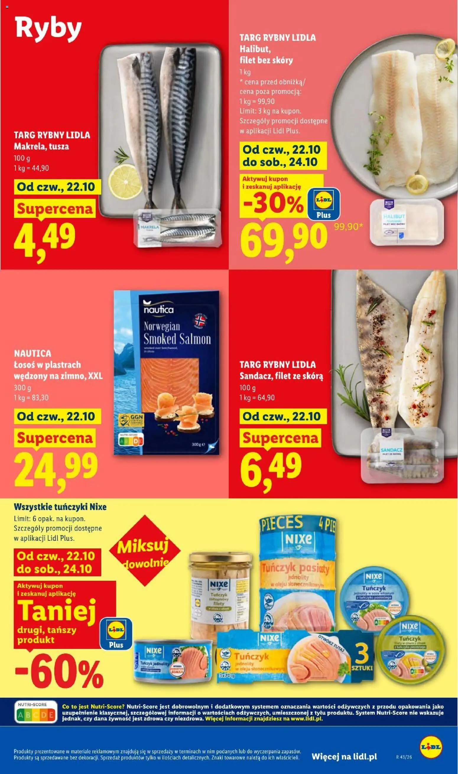 Lidl gazetka od 22.10.2026 | Strona: 65 | Produkty: Żywność, Sandacz, Makrela, Łosoś