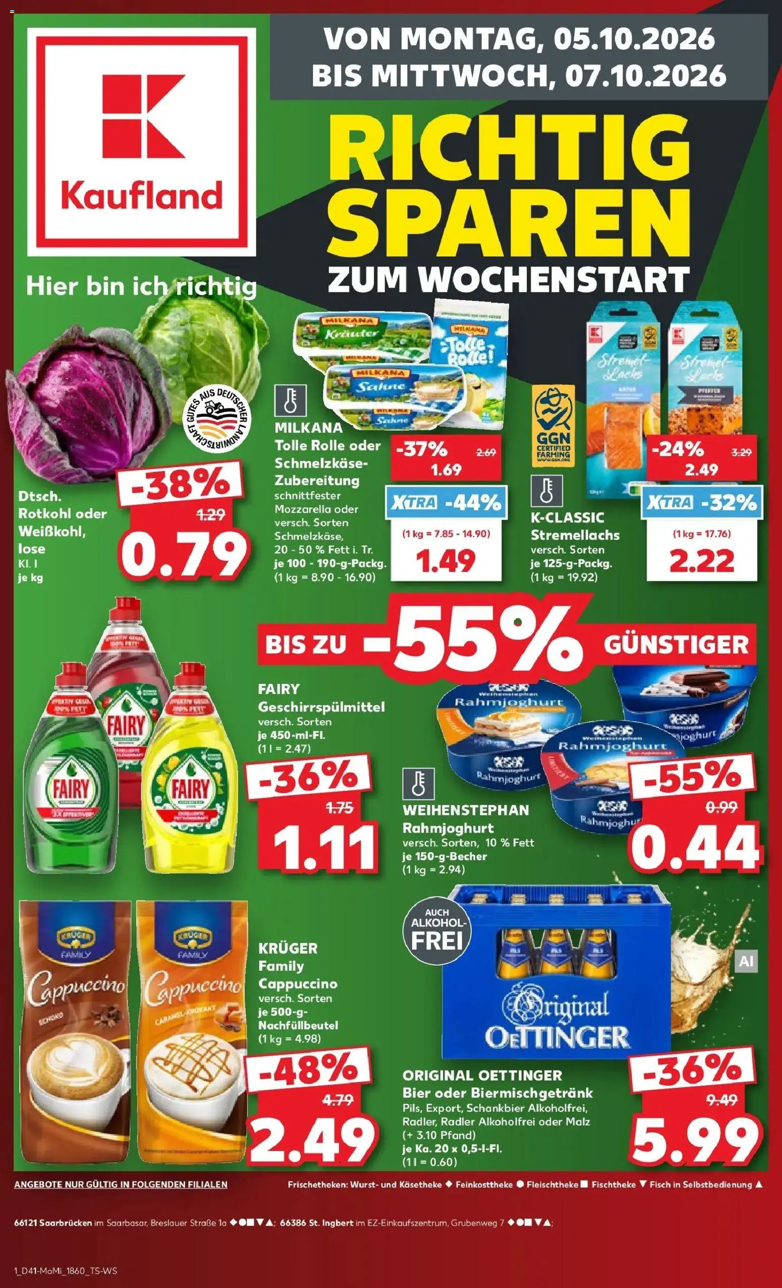 Prospekt Kaufland ab 05.10.2026 » Angebote Online zum Blättern | Seite: 1 | Produkte: Oettinger, Fisch, Radler, Geschirrspülmittel