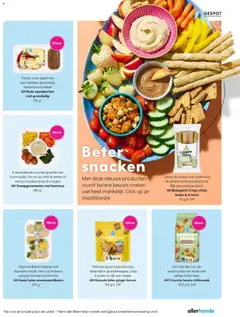 AH Snoepgroentemix met hummus, 4 verschillende soorten groente met hummusdip. Om zo op tafel te zetten of aan je snackbord toe te voegen. 340 g - Voorbeeld van een folder van Albert Heijn, geldig van 29.05.2026 | Pagina: 113 | Producten: Aardbeien, Linzen, Tafel, Appel