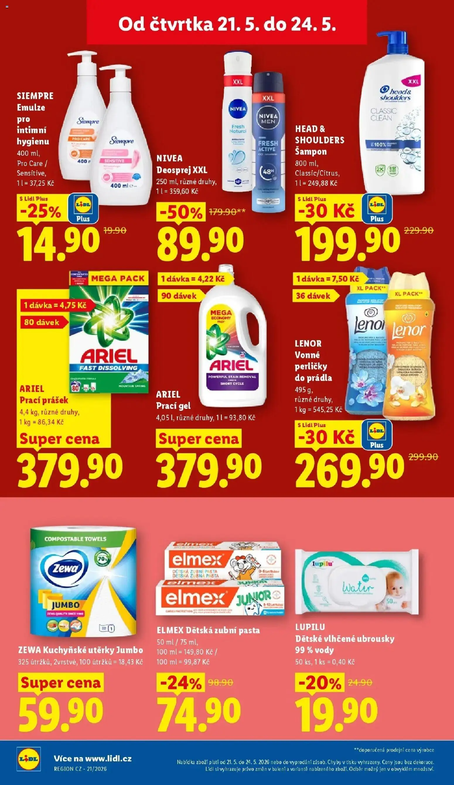 Lidl aktuální leták od 21.05.2026 | Strana: 38 | Produkty: Lenor, Prací gel, Nivea, Lenor Vonné Perličky