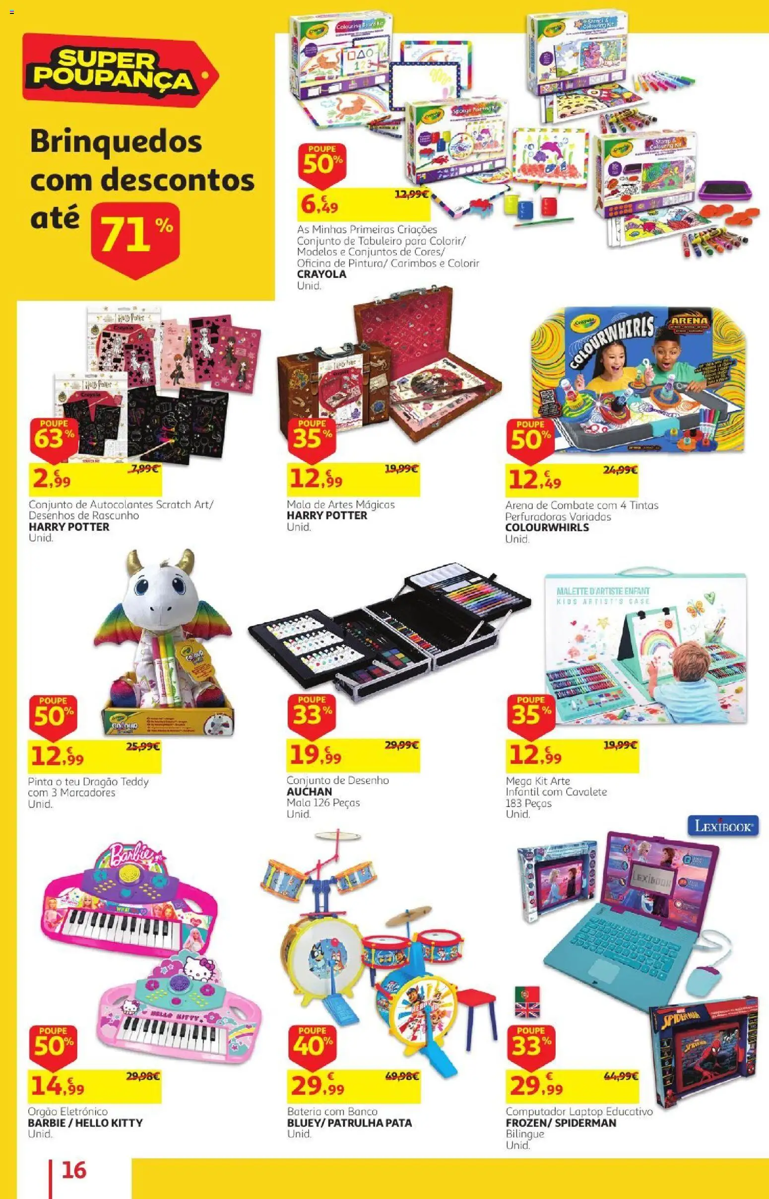 Auchan folheto Preços redondos │ válido de 07/10/2026 | Página: 16 | Produtos: Computador, Banco, Cavalete, Brinquedos