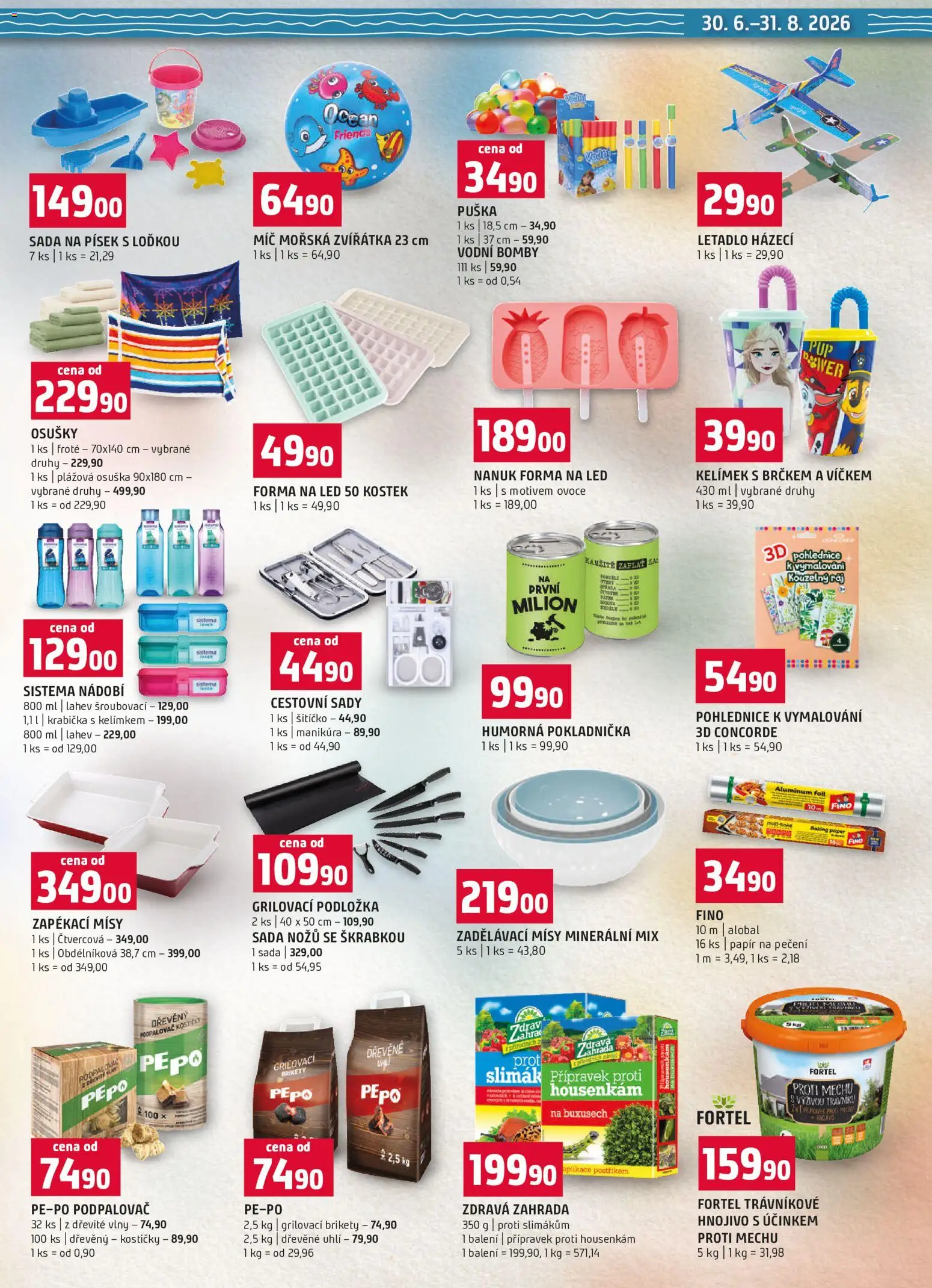 Terno leták - Letní speciál od 30.06.2026 | Strana: 11 | Produkty: Nádobí, Brikety, Osušky, Písek