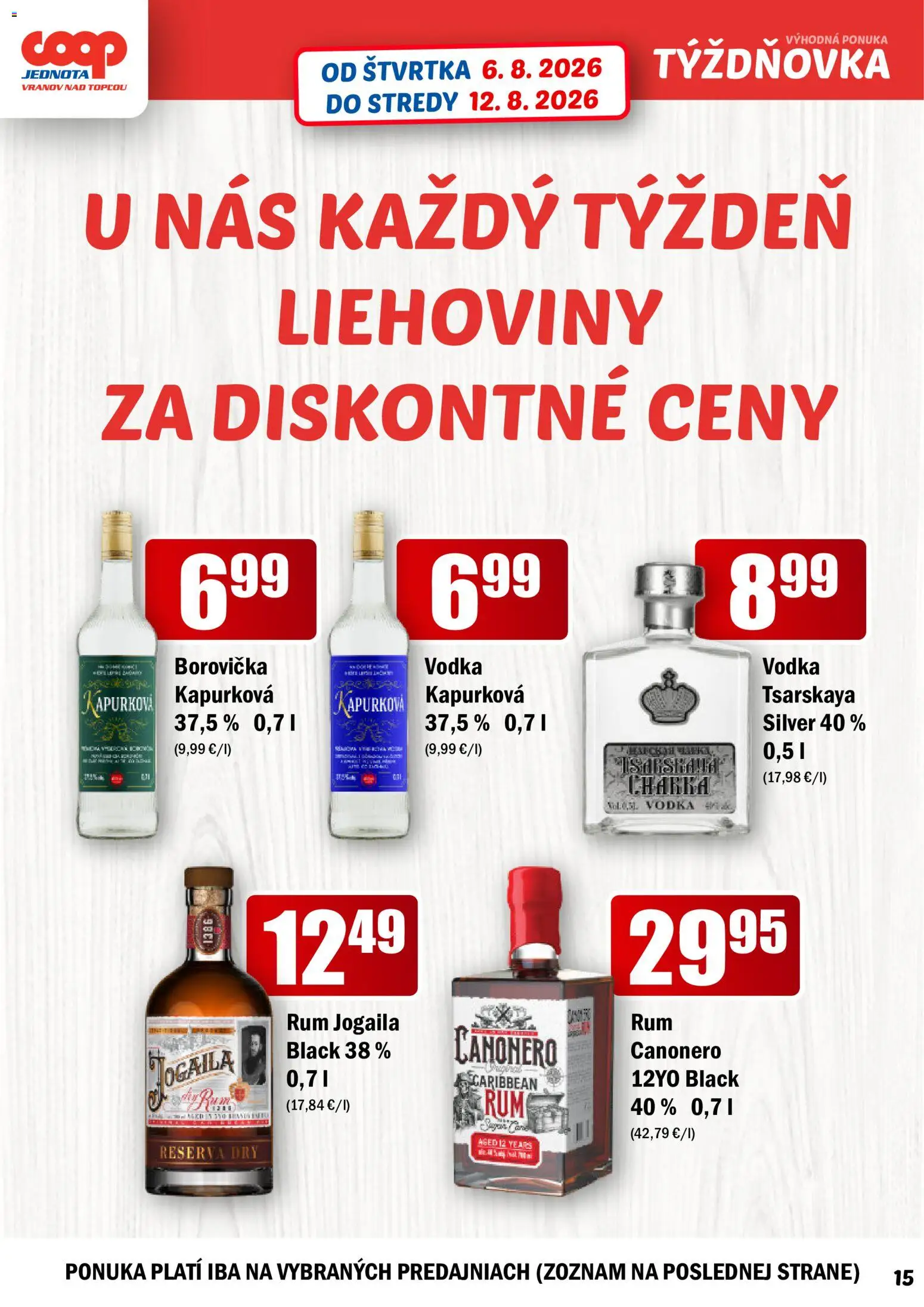 Nové COOP Jednota akcie – leták je platný od 06.08.2026 | Strana: 15