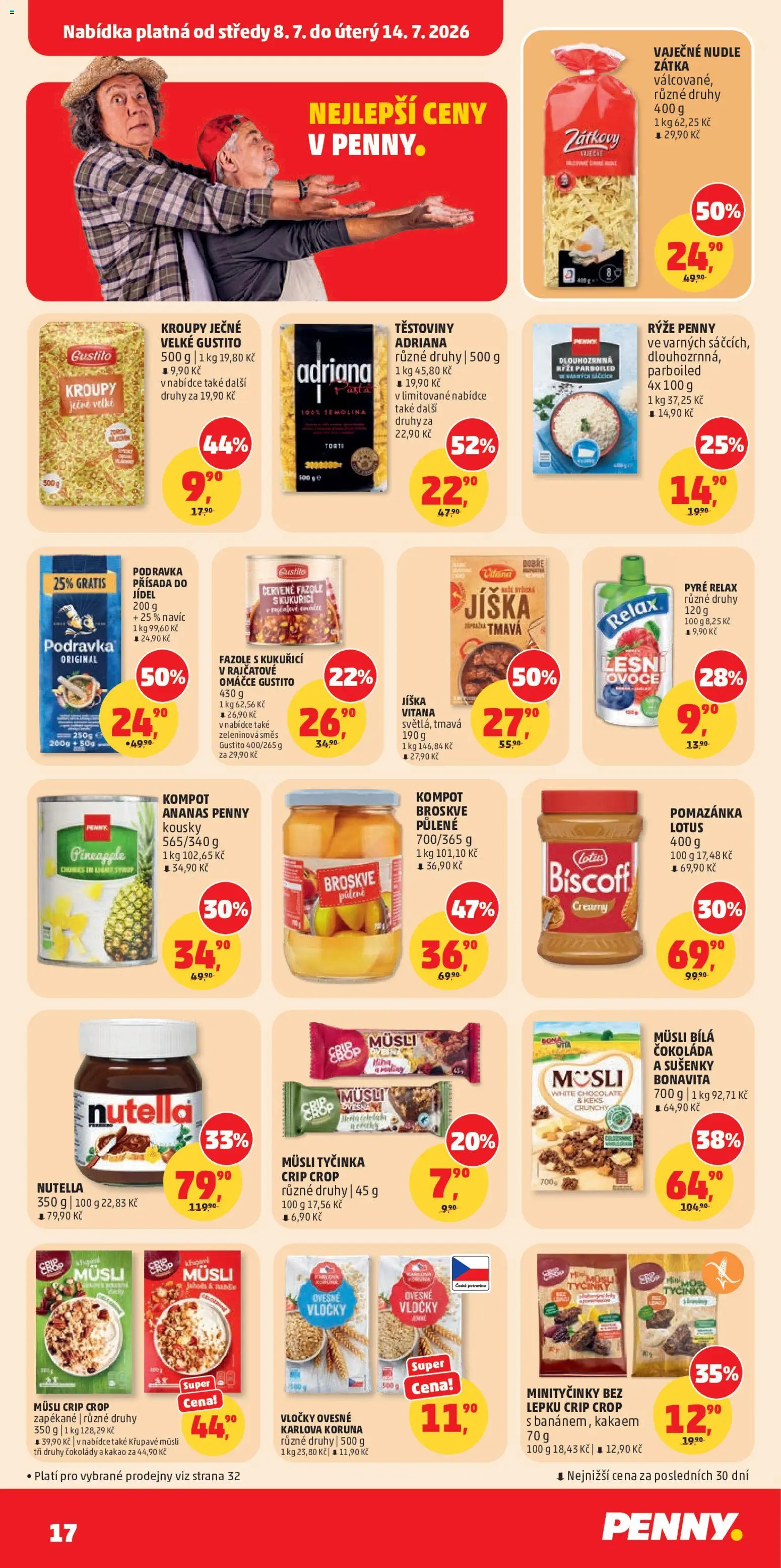 Penny Market leták od 08.07.2026 | Strana: 17 | Produkty: Těstoviny, Müsli, Lotus, Těstoviny Adriana