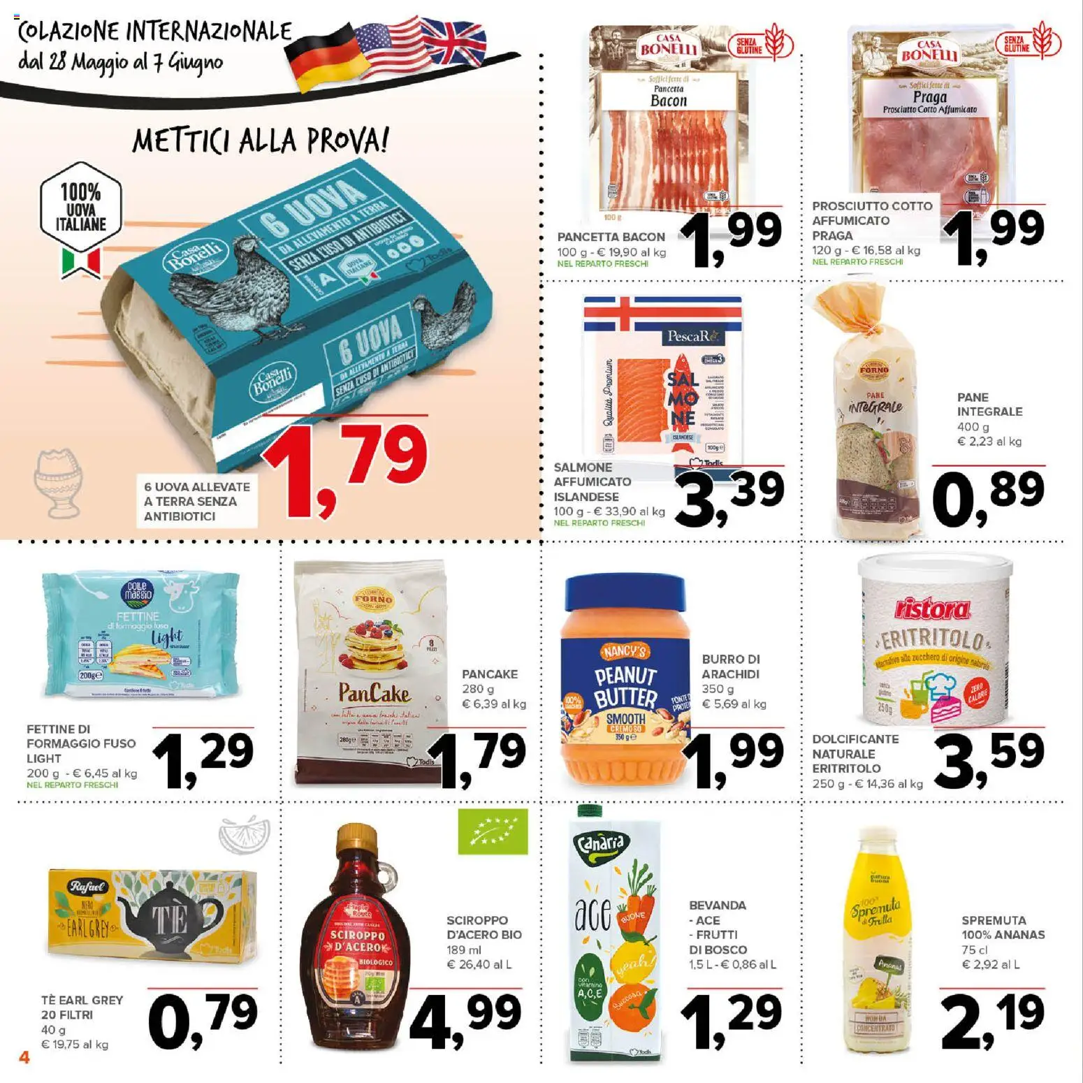 Volantino Todis del 28.05.2026 | Pagina: 4 | Prodotti: Dolcificante, Zucchero, Formaggio, Burro