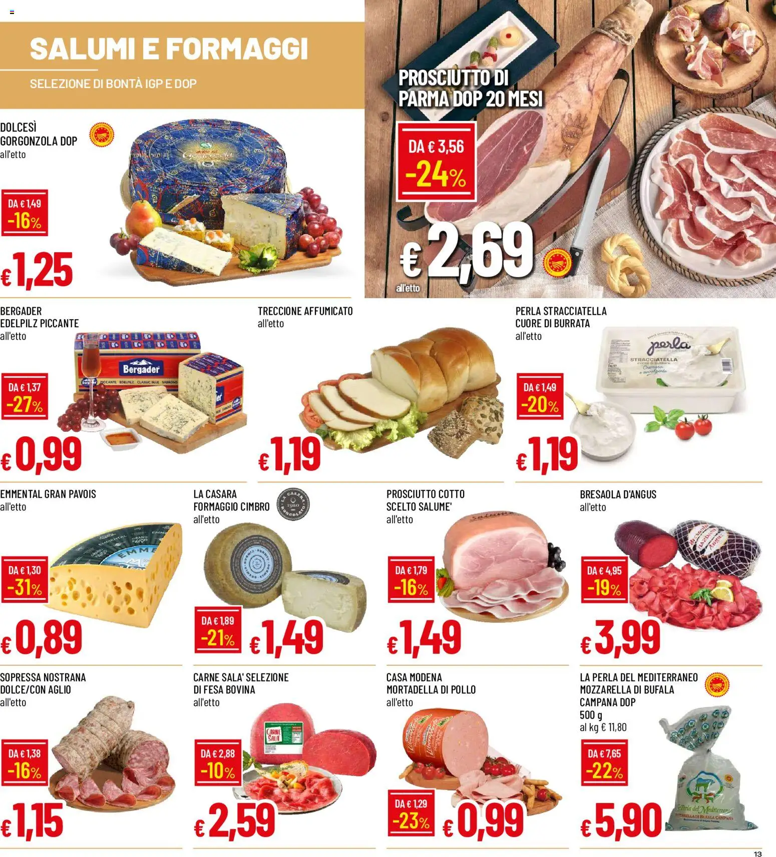 Volantino Galassia del 06/08/2026 | Pagina: 13 | Prodotti: Prosciutto di Parma, Mozzarella, Mozzarella di bufala, Stracciatella