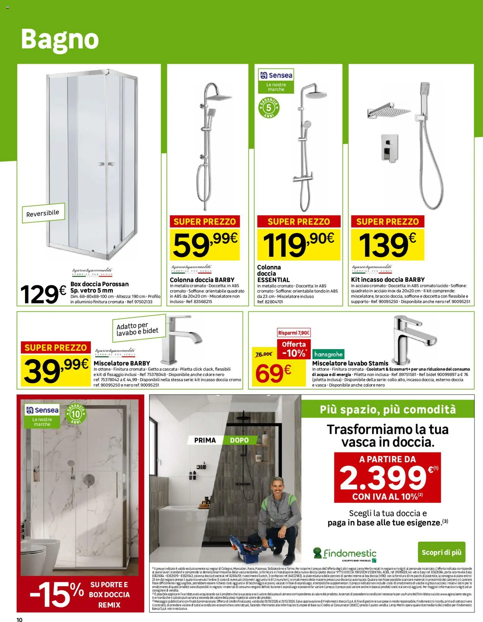 Volantino Leroy Merlin del 10.06.2026 | Pagina: 10 | Prodotti: Acqua, Miscelatore, Piatto, Doccia