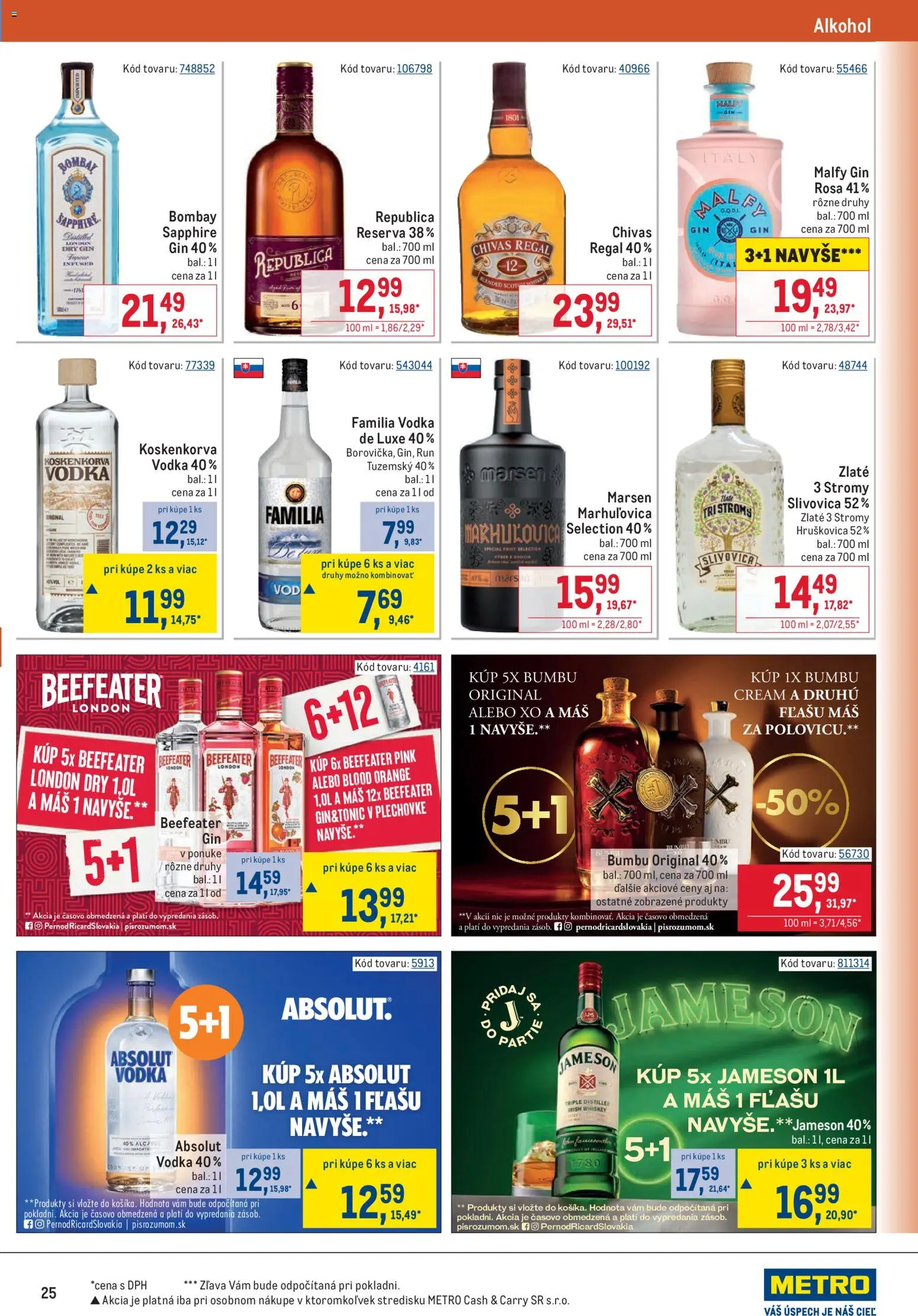 Nové Metro akcie – leták je platný od 20.05.2026 | Strana: 25 | Produkty: Regál, Jameson, Chivas Regal, Gin
