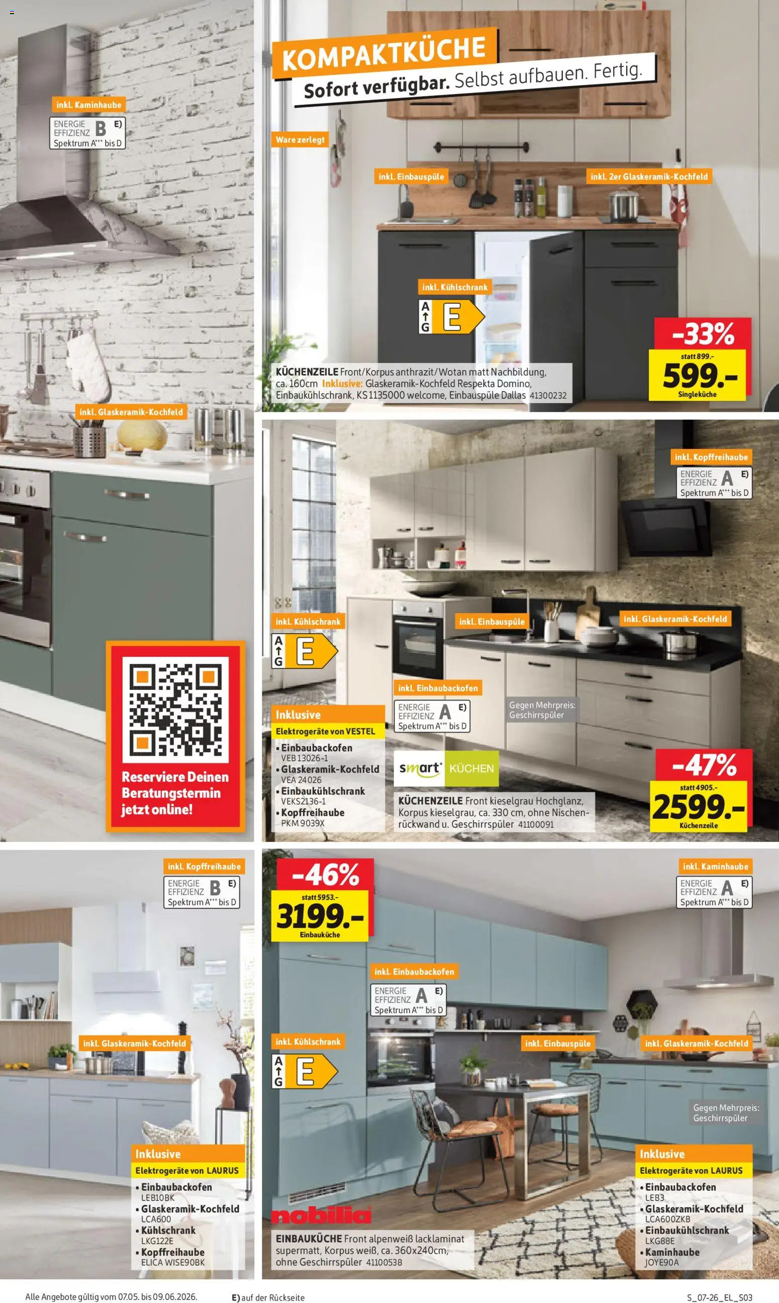 Sconto Küchenspezial – gültig ab 07.05.2026 | Seite: 3 | Produkte: Geschirrspüler, Einbauküche, Küchenzeile, Kühlschrank