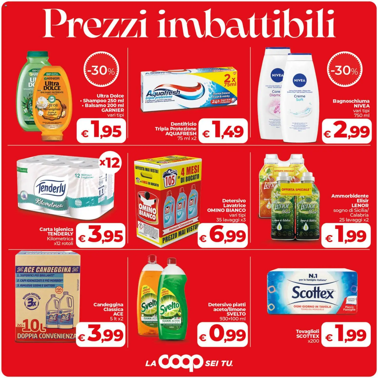 Volantino COOP del 30/07/2026 | Pagina: 7 | Prodotti: Carta igienica, Bagnoschiuma, Dentifricio, Ammorbidente