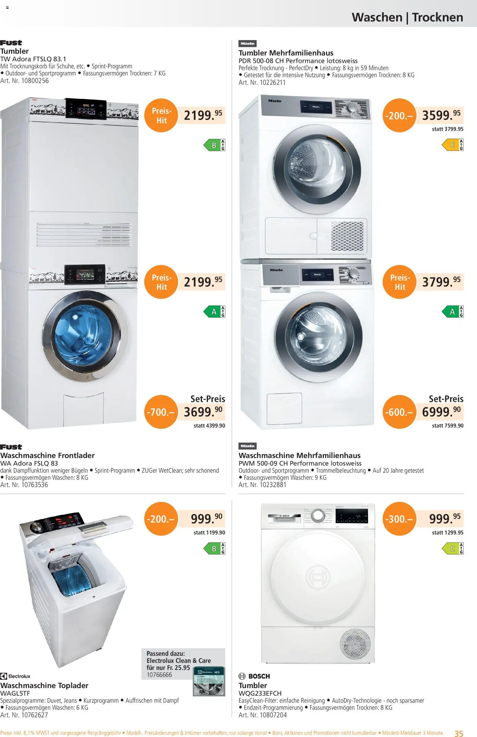 Fust aktionen – gültig ab 01.05.2026 | Seite: 35 | Produkte: Toplader, Waschmaschine, Miele, Bosch