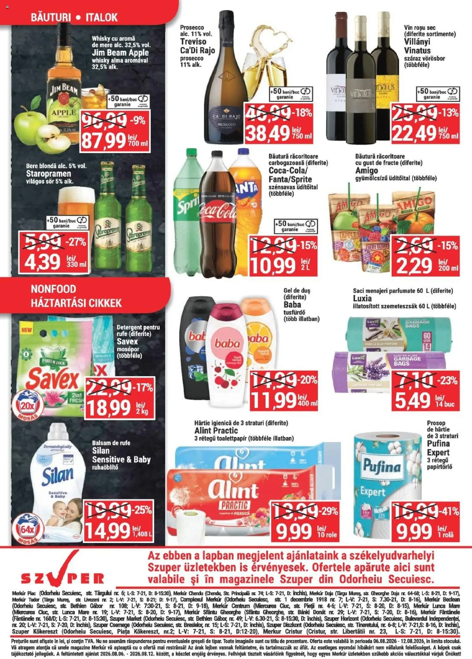 Noul catalog Merkur – valabil de la 06.08.2026 | Pagină: 4 | Produse: Saci menajeri, Balsam, Apple, Vin