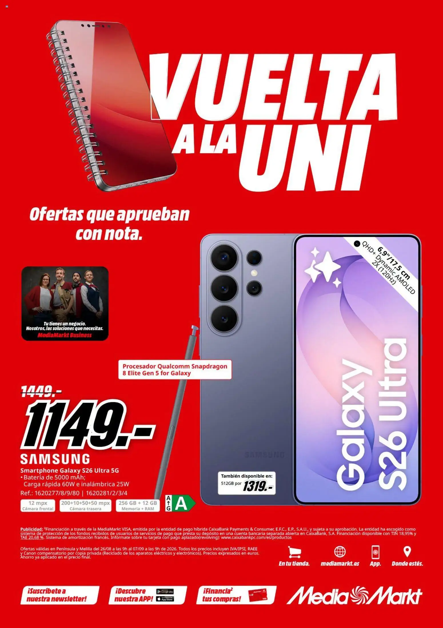 Media Markt Vuelta al Cole │ válido desde el 26/08/2026 | Página: 36 | Productos: Smartphone, Cámara, Batería