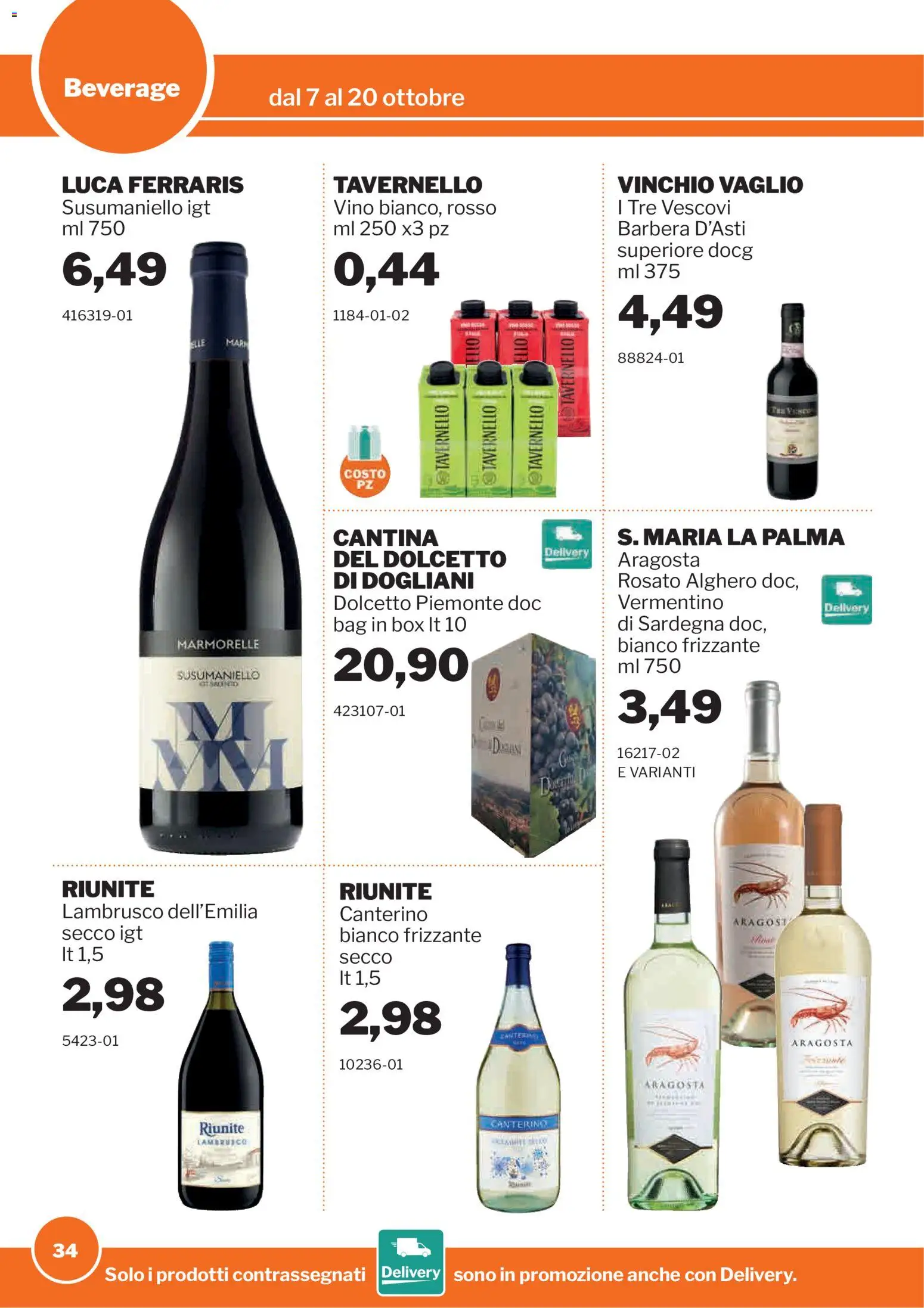 Volantino Sogegross del 07/10/2026 | Pagina: 34 | Prodotti: Vino, Lambrusco