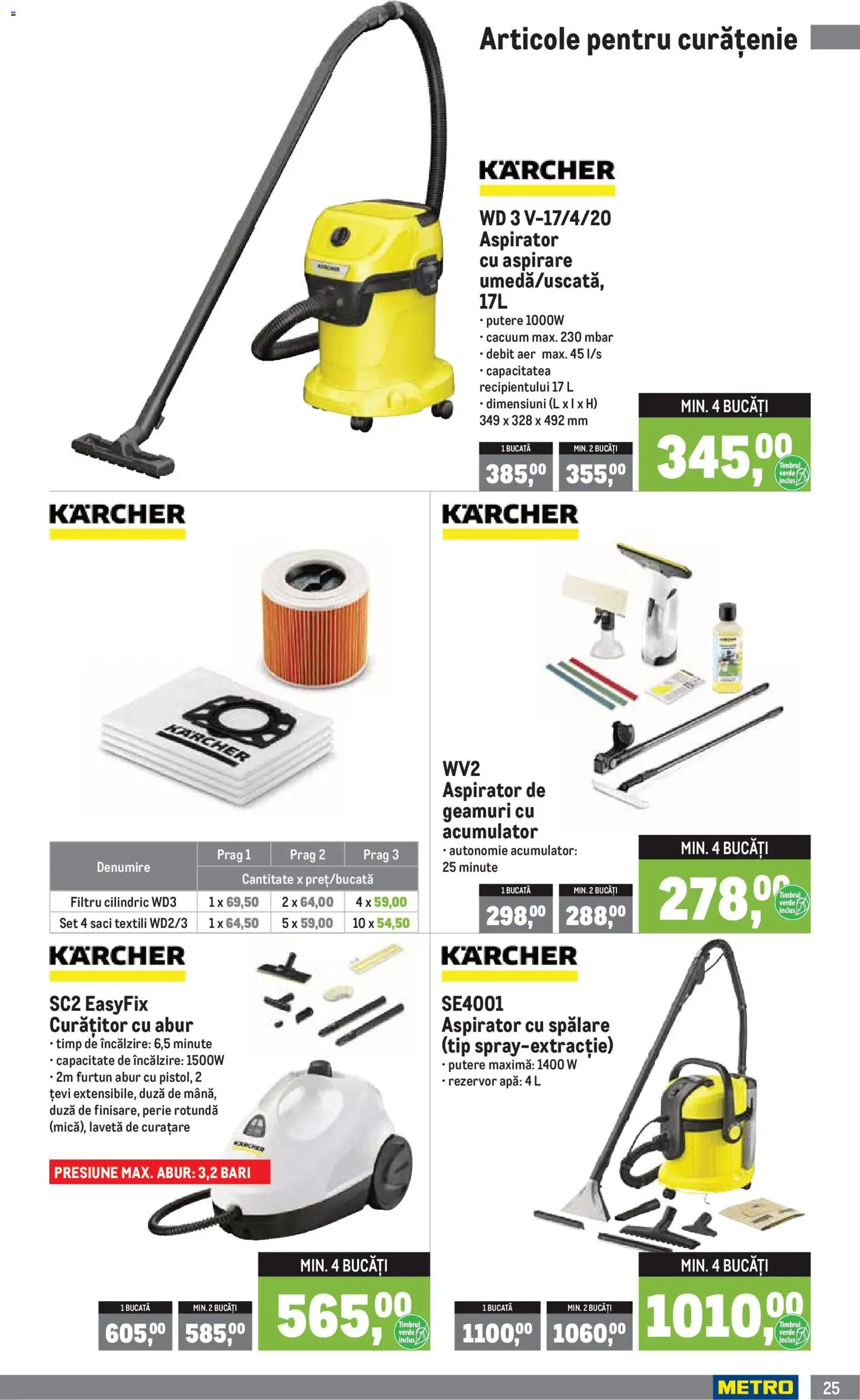 Noul catalog Metro – valabil de la 01.04.2026 | Pagină: 25 | Produse: Aspirator, Perie, Apă