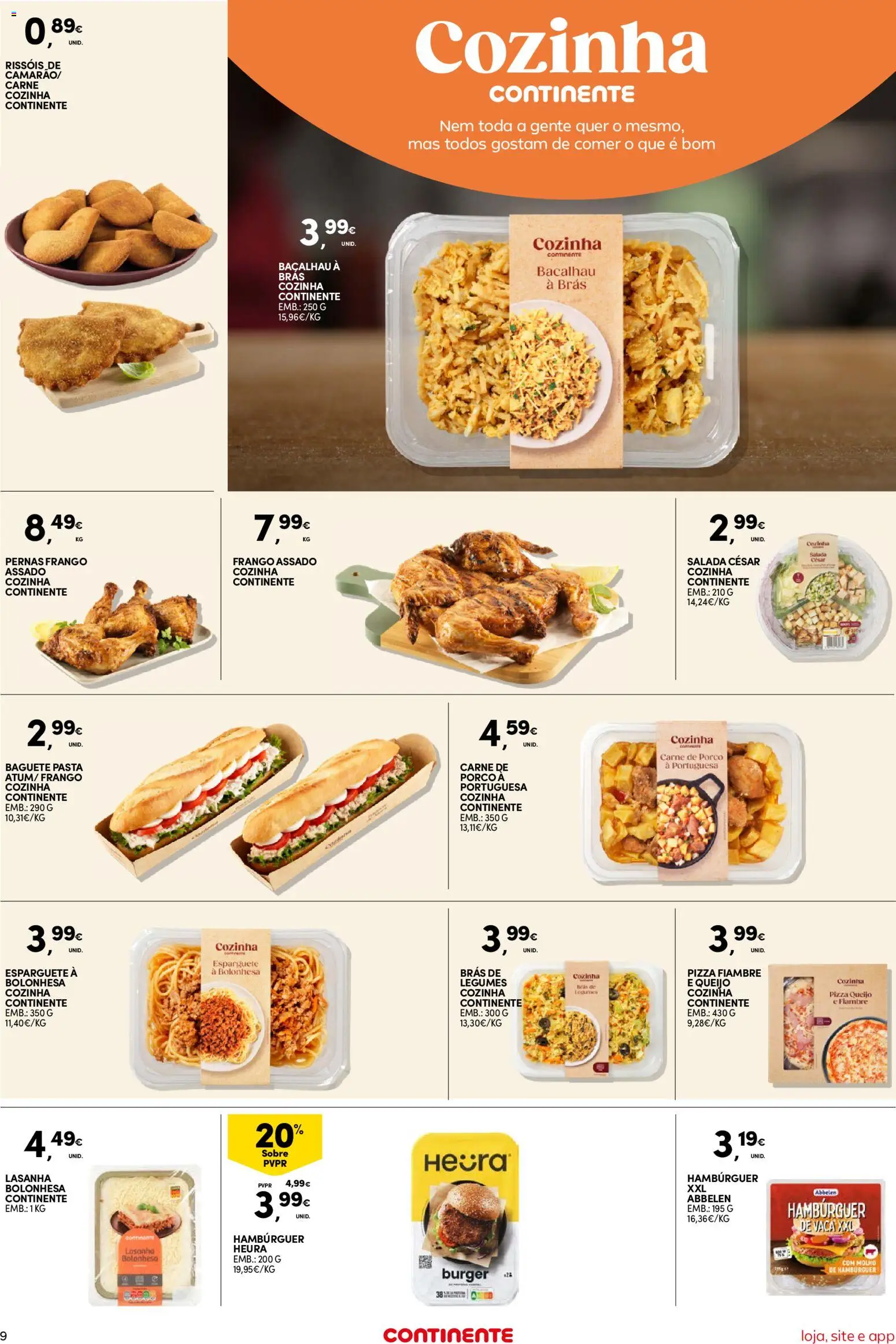 Continente Semanal Continente Bom Dia │ válido de 05.05.2026 | Página: 9 | Produtos: Esparguete, Bacalhau, Hambúrguer, Carne