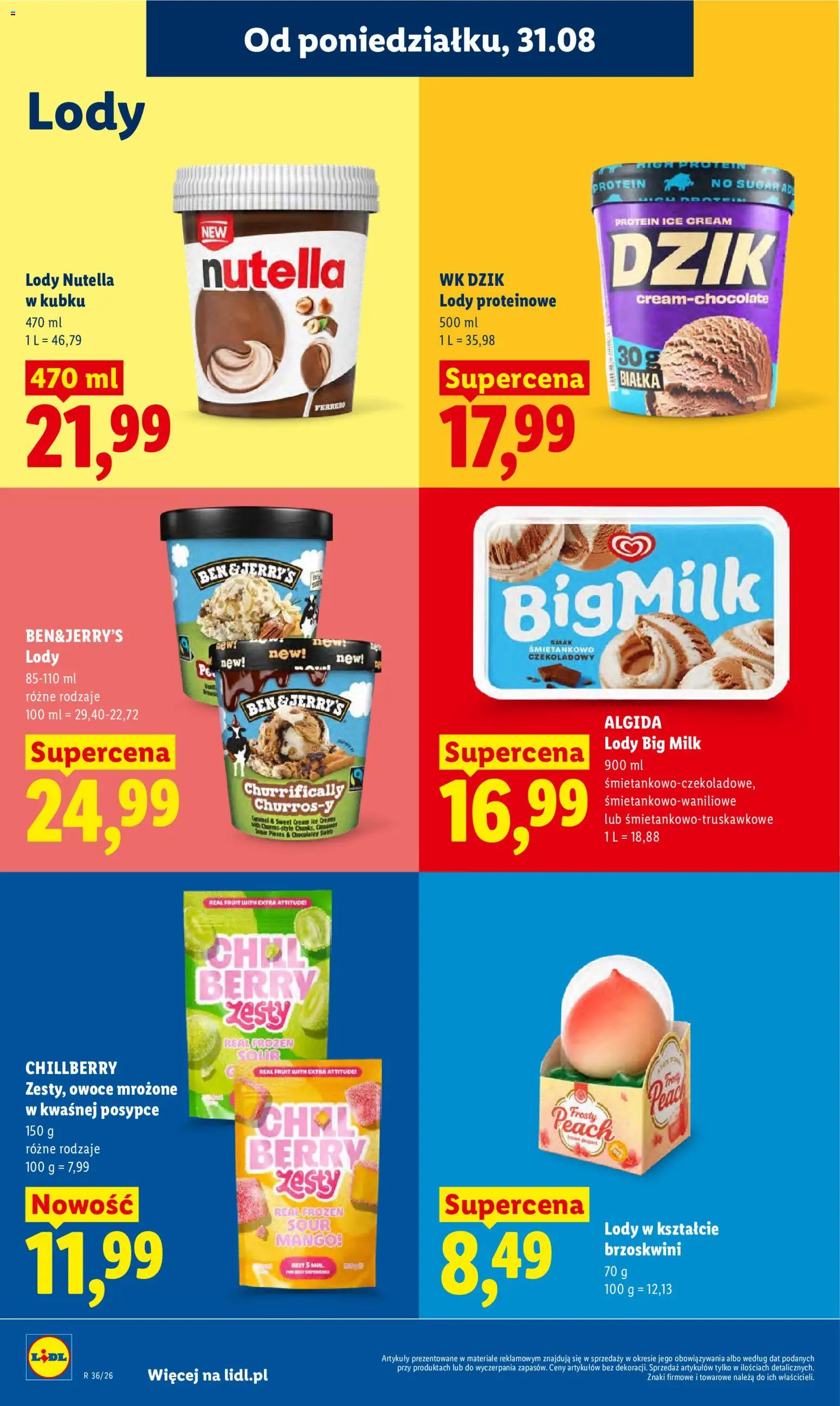 Lidl Polsko leták od 31.08.2026 | Strana: 62 | Produkty: Mango, Ben & Jerry's, Protein, Nutella