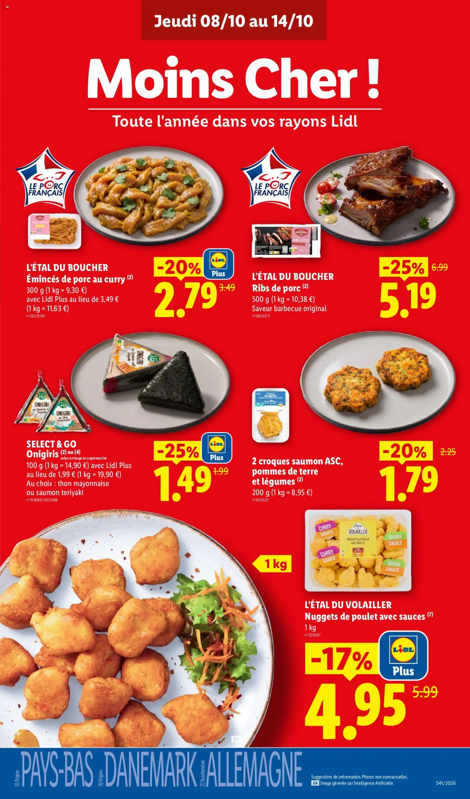 {H1} | Page: 11 | Produits: Nuggets de poulet, Ribs de porc, Mayonnaise, Saumon
