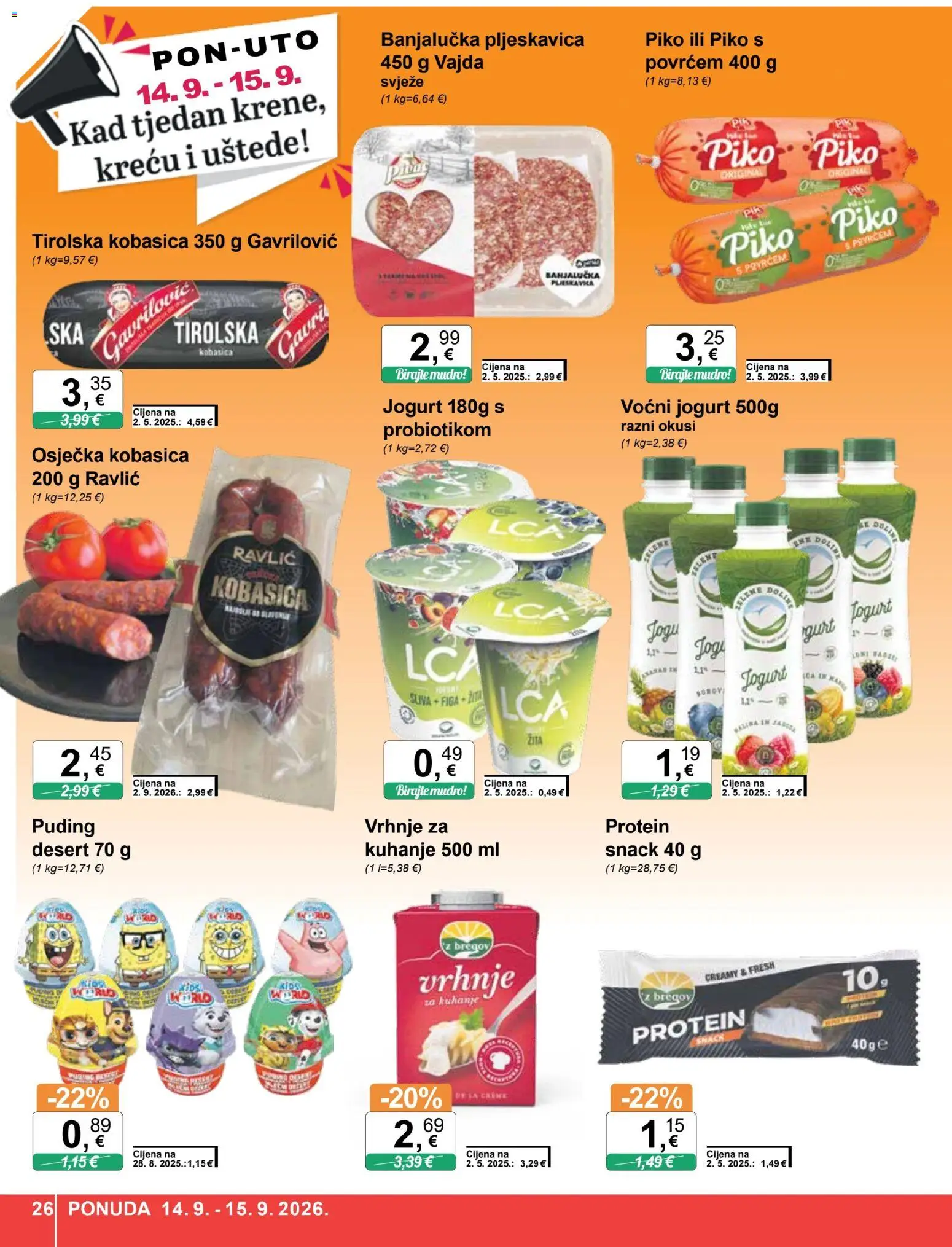 KTC katalog | vrijedi od 09.09.2026 | Stranica: 26 | Proizvodi: Jogurt, Puding, Kobasica, Desert