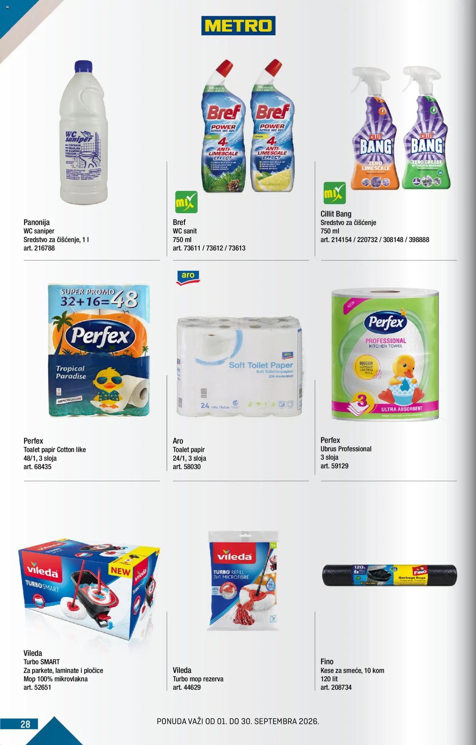 Metro katalog - važi od 01.09.2026 | Strana: 28 | Proizvode: Mop, Ubrus, Wc, Vileda
