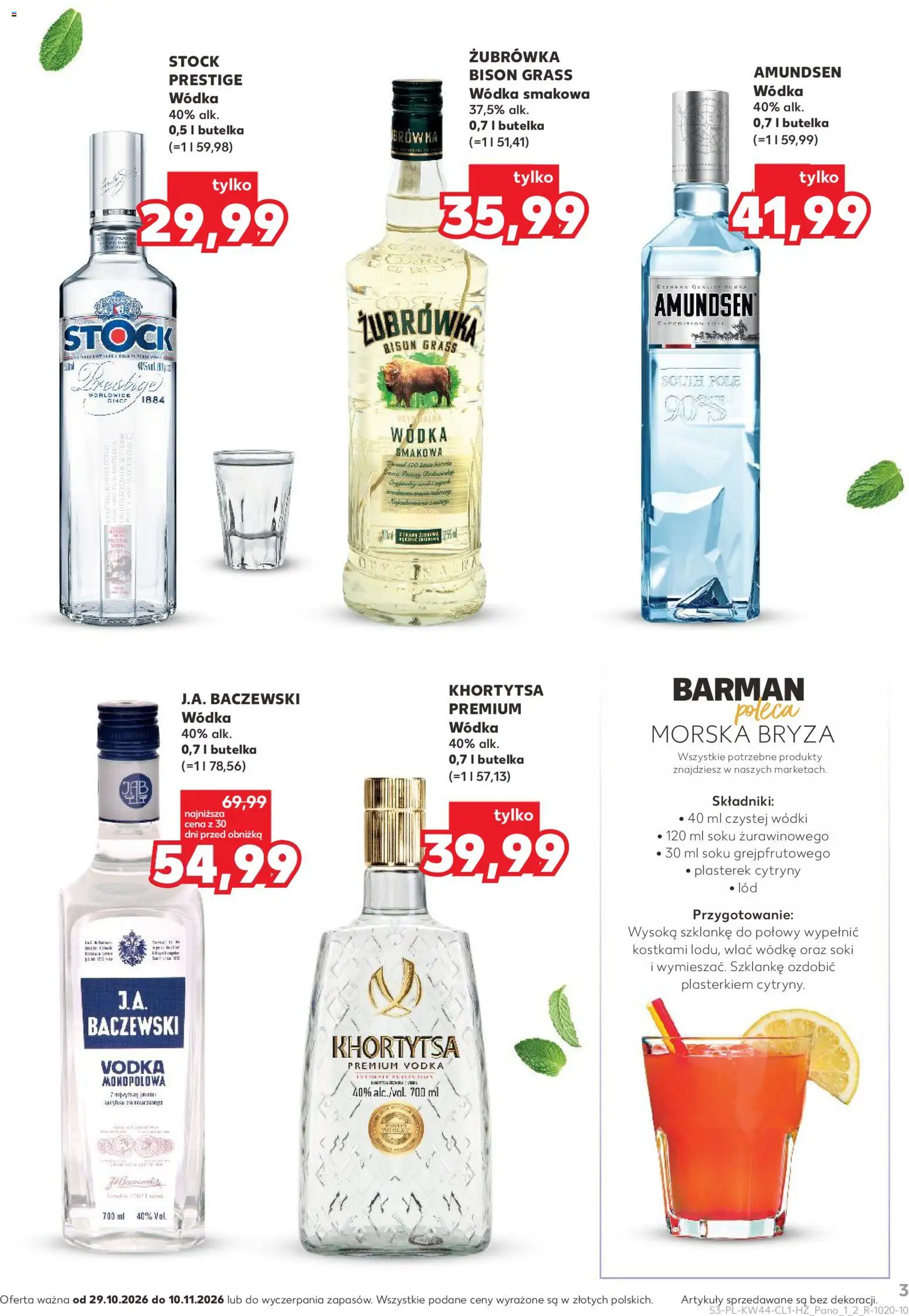 Kaufland Polsko leták - Barek od 29.10.2026 | Strana: 3 | Produkty: Vodka, Zubrowka